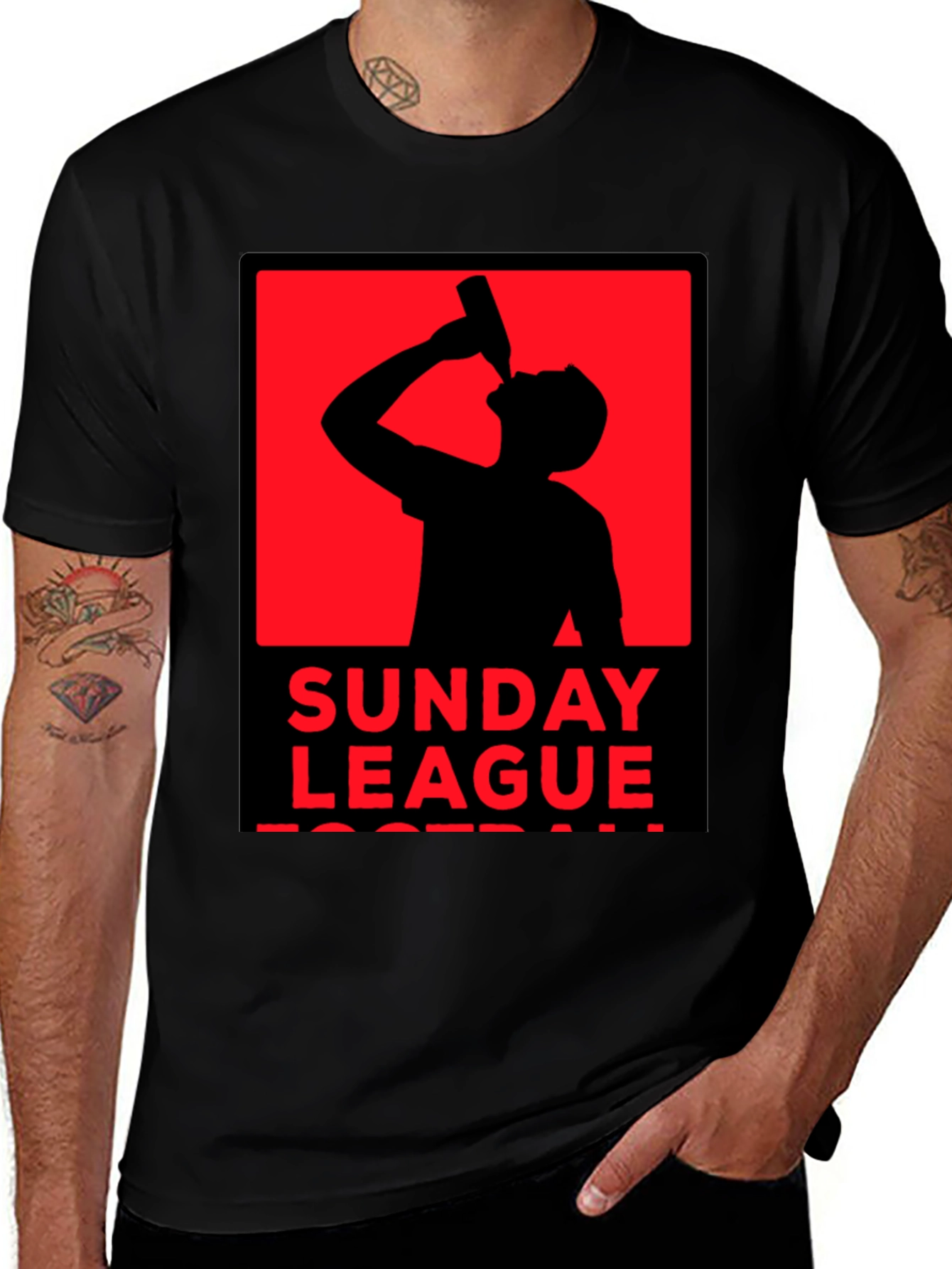 Sunday League Football T-Shirt - Black Graphic Tee