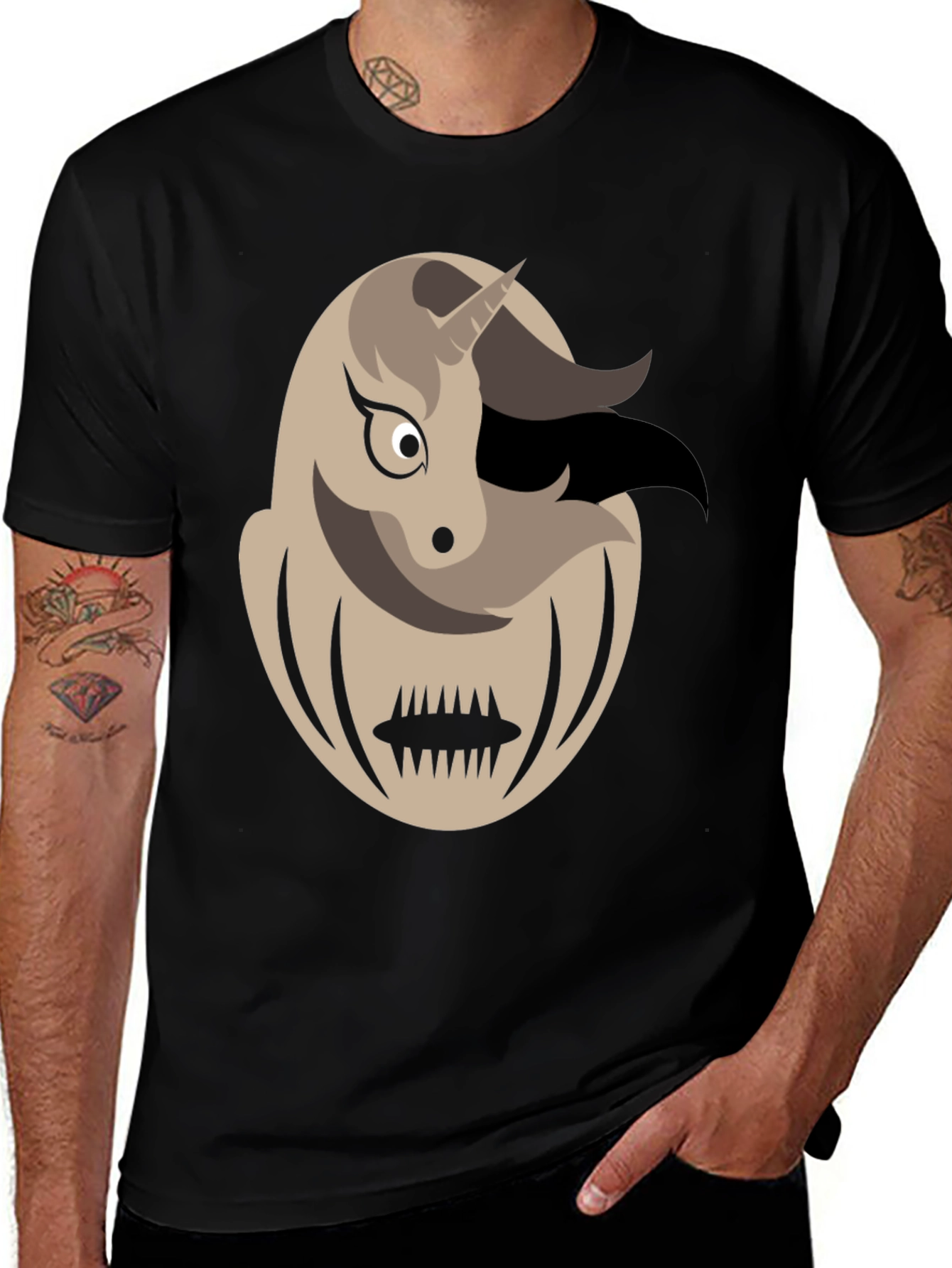 Variant 7 of Unicorn Monster Graphic Tee - Men's Black T-Shirt
