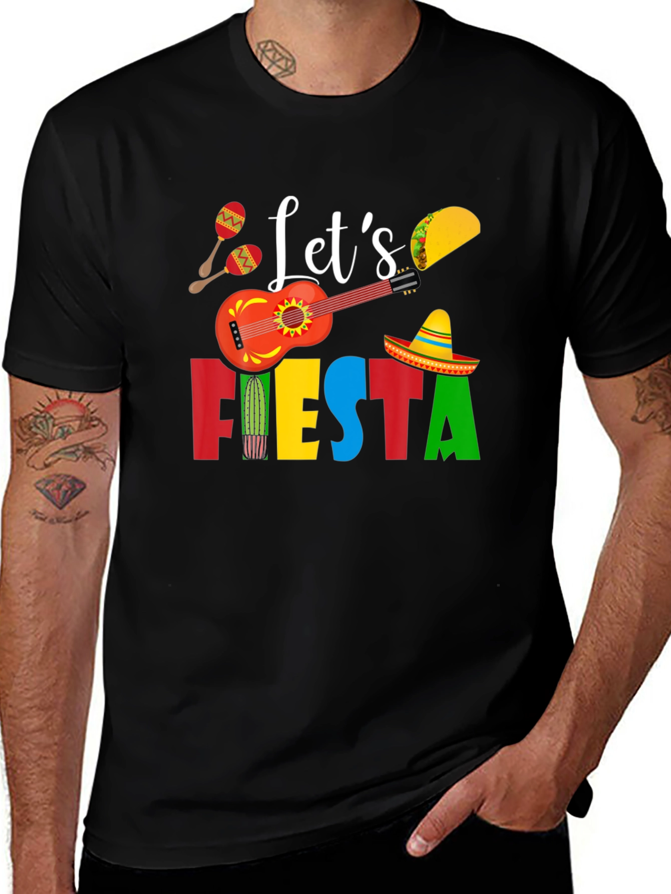 Variant 23 of Let's Fiesta Black T-Shirt