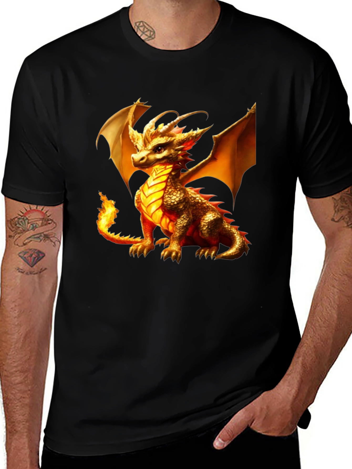 Variant 5 of Fiery Dragon Graphic Tee - Fantasy Creature T-Shirt