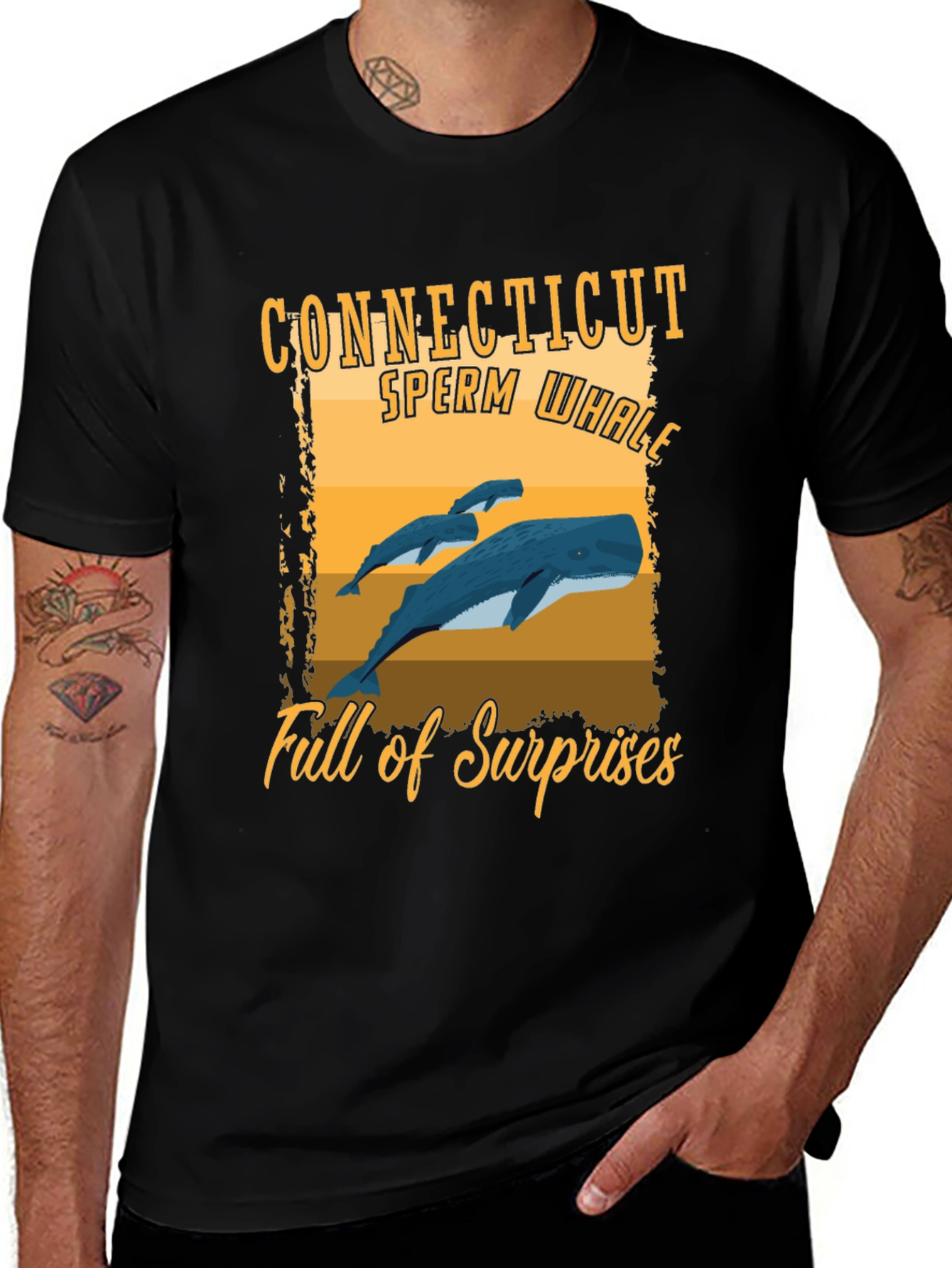 Black Connecticut Sperm Whale T-Shirt: Full of Surprises  main image