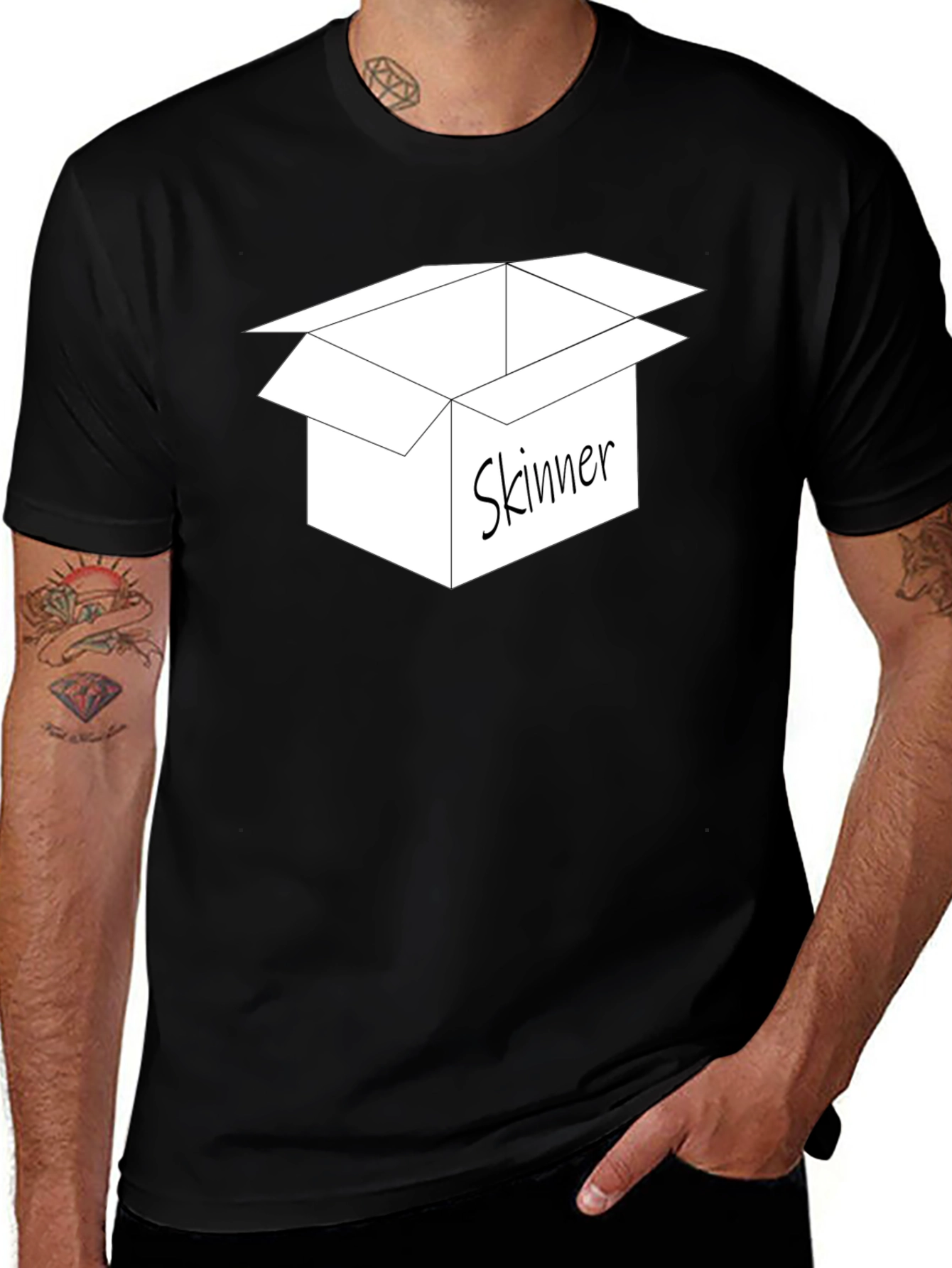 Variant 28 of Skinner In A Box T-Shirt - Men's Black Graphic Tee