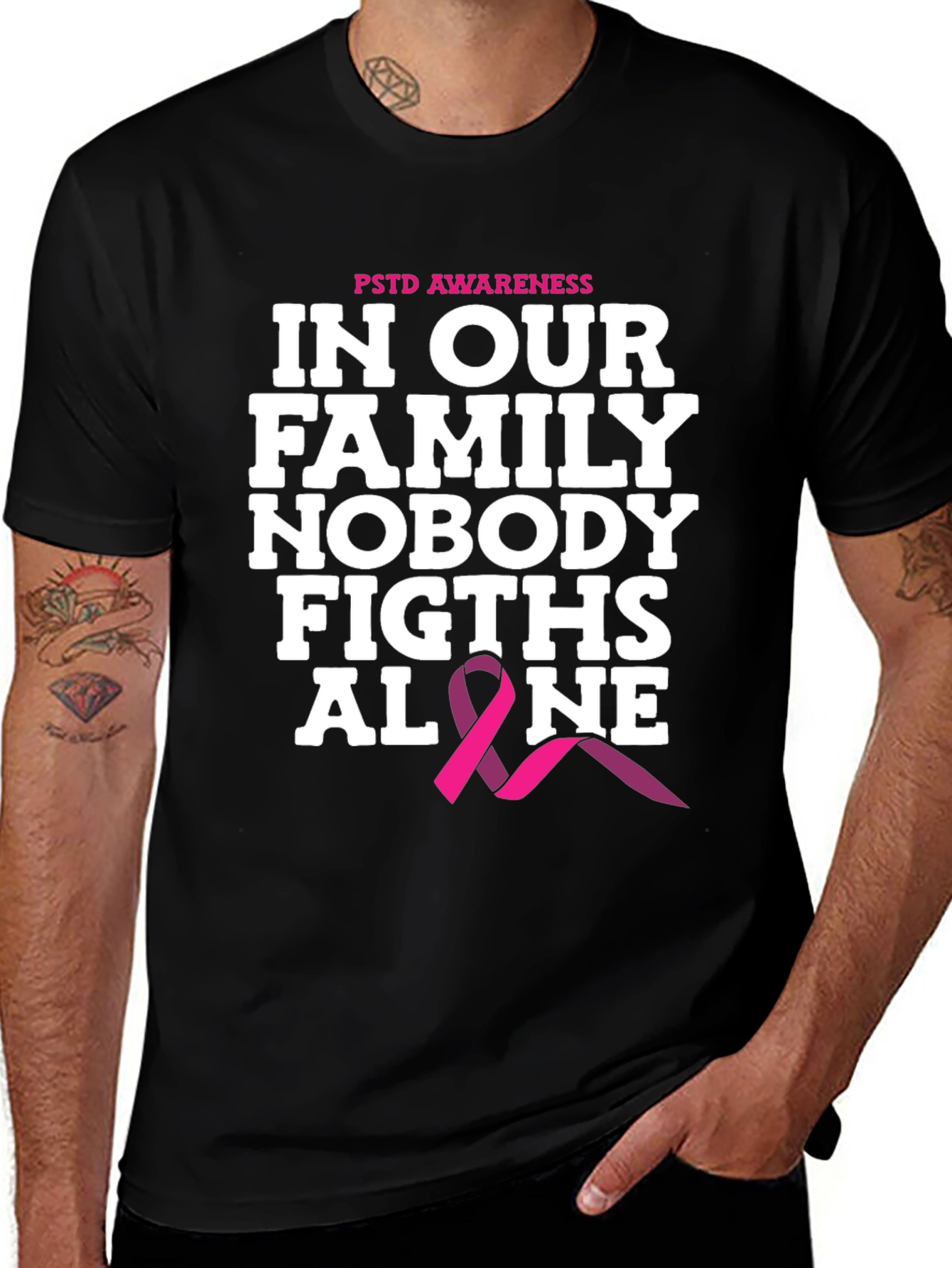 PTSD Awareness T-Shirt - Nobody Fights Alone
