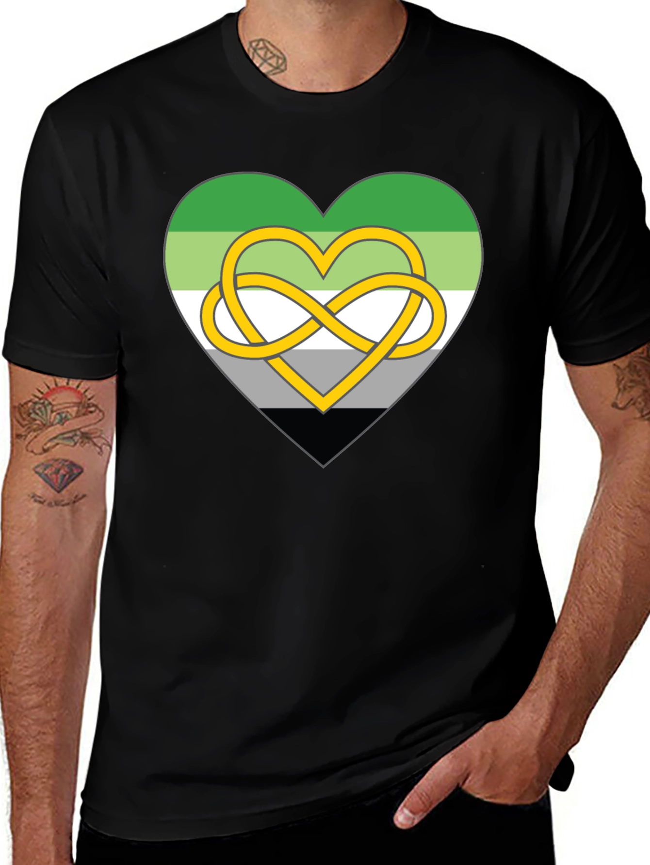 Aromantic Pride Heart Knot Graphic Tee
