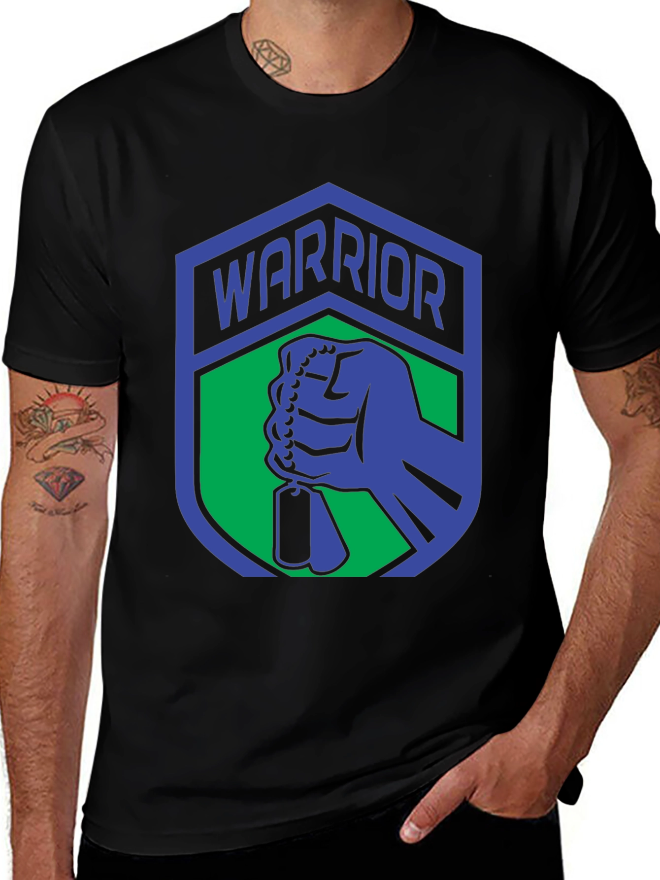 Variant 25 of Warrior Graphic Print Men's Black T-Shirt