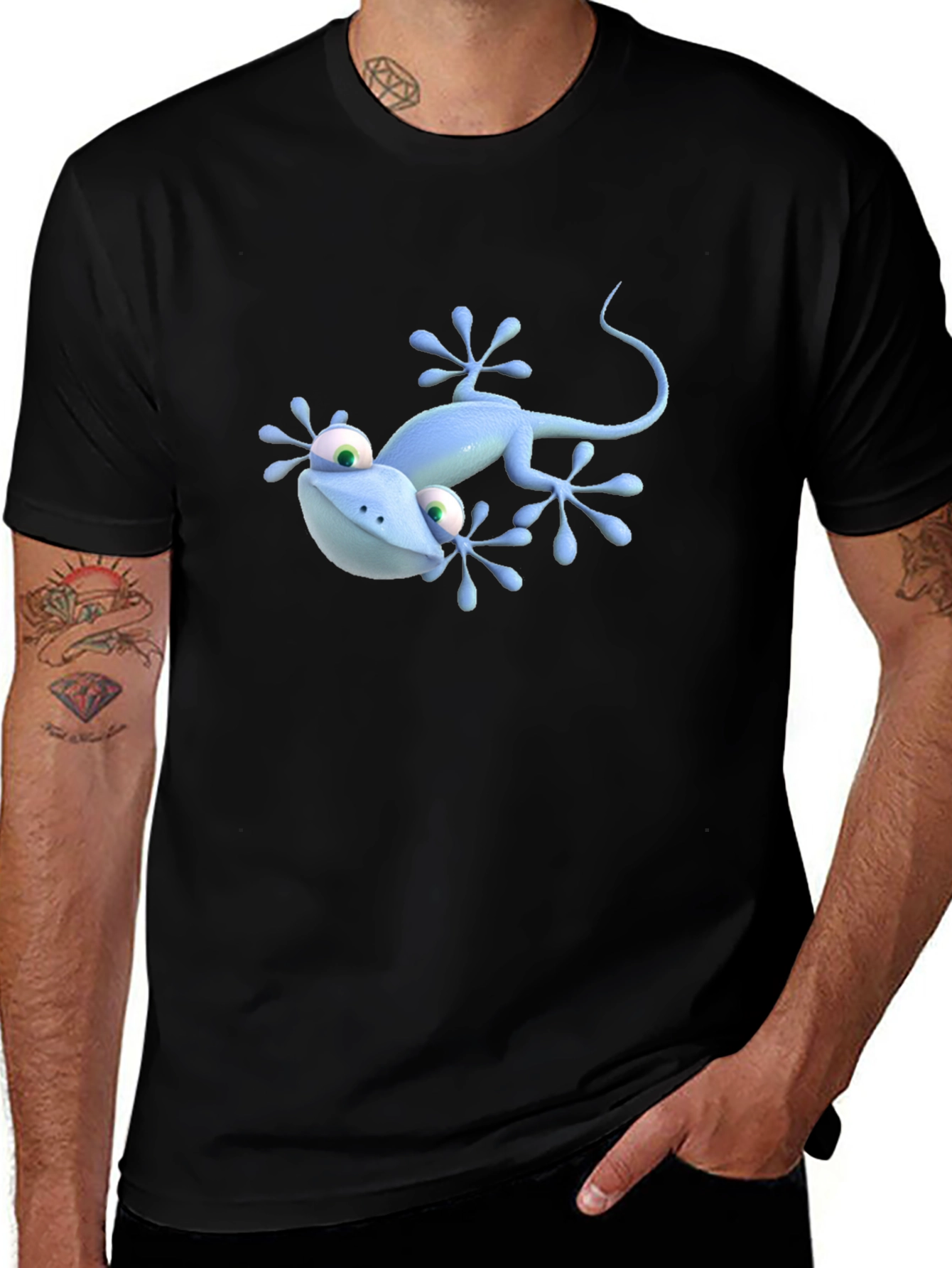 Variant 19 of Cartoon Lizard Graphic Black T-Shirt