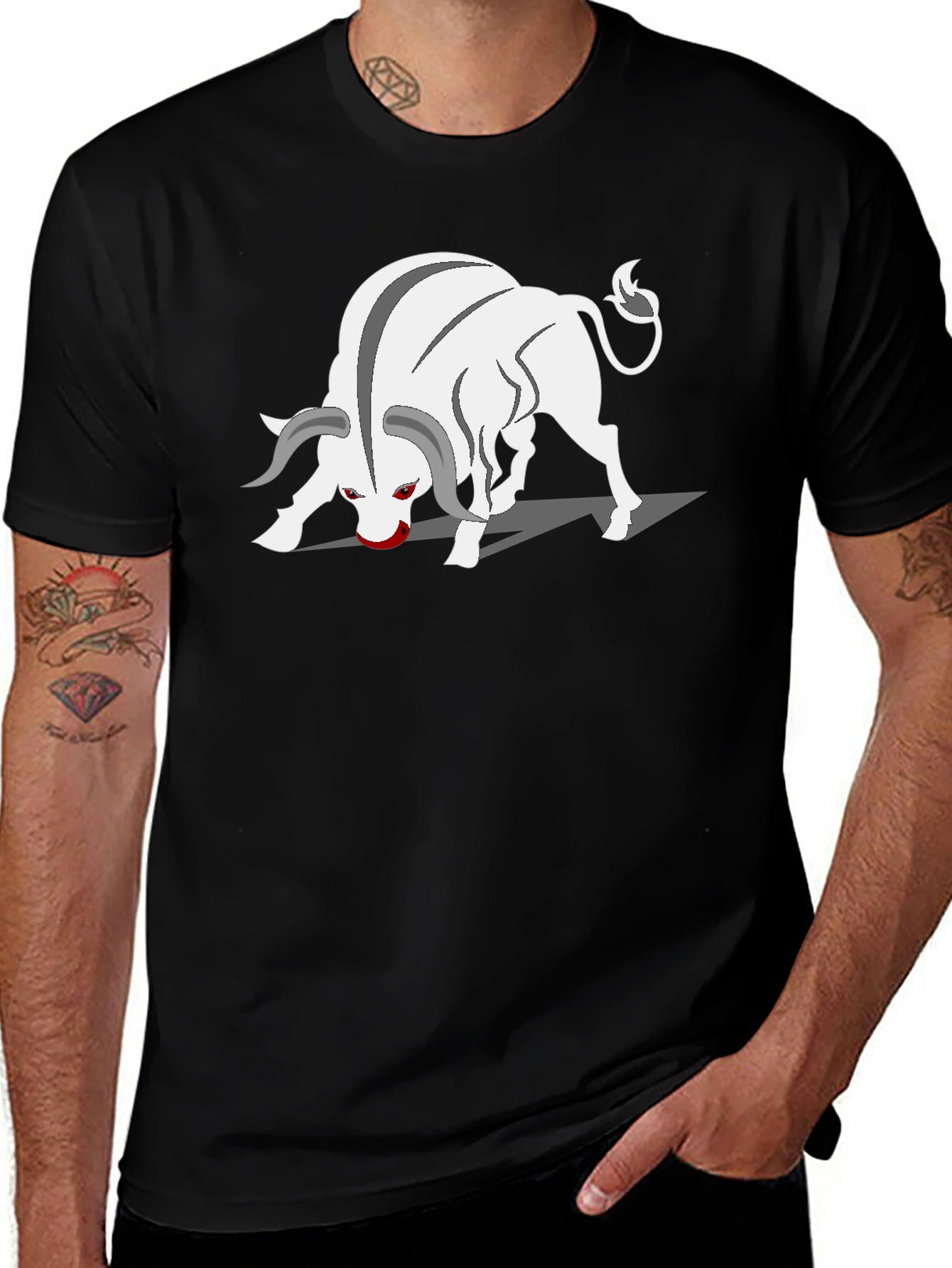 Variant 4 of Bull Graphic Tee - Black Cotton Blend