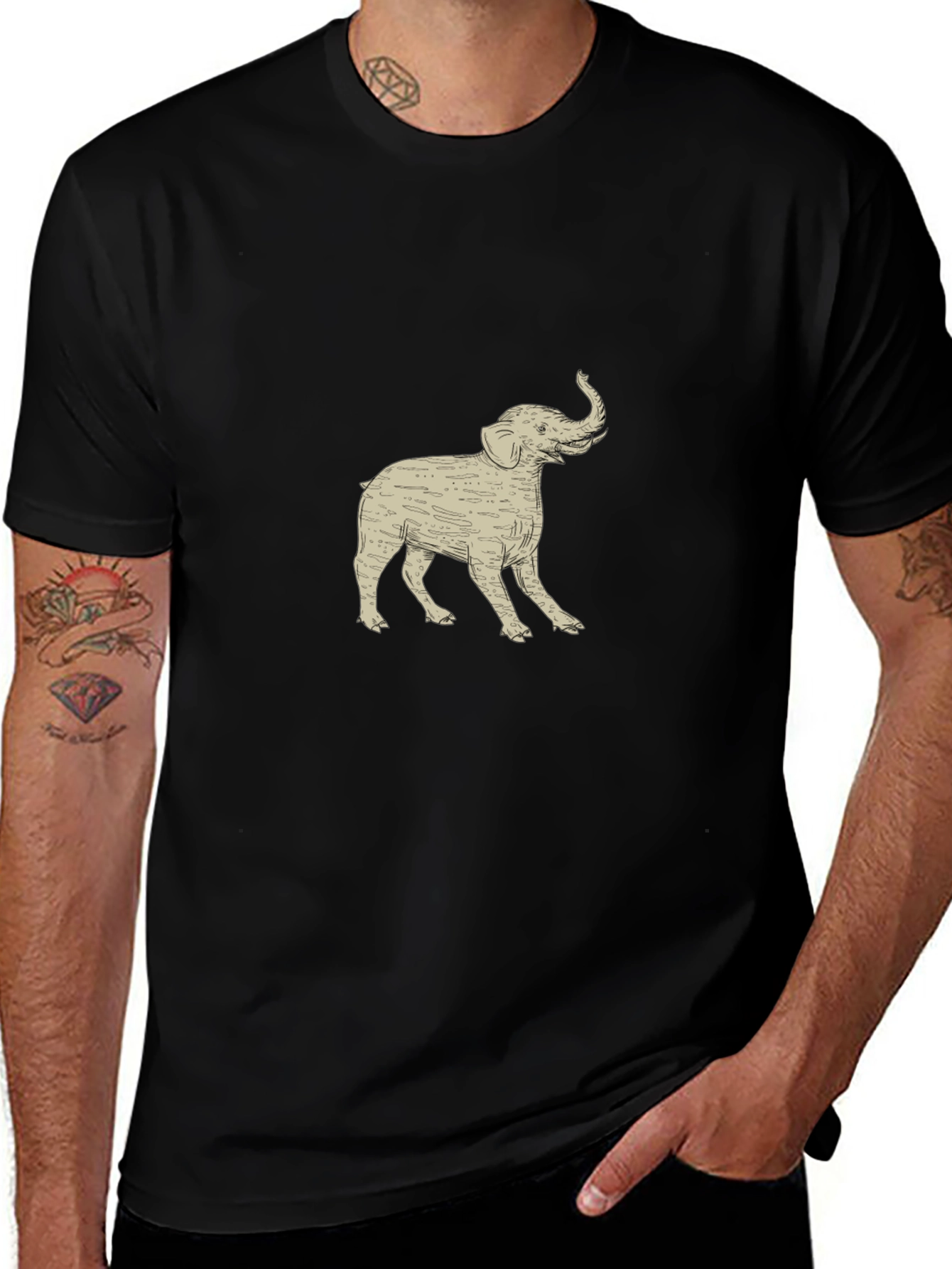 Variant 7 of Elephant Graphic Tee - Stylish Black Cotton T-Shirt
