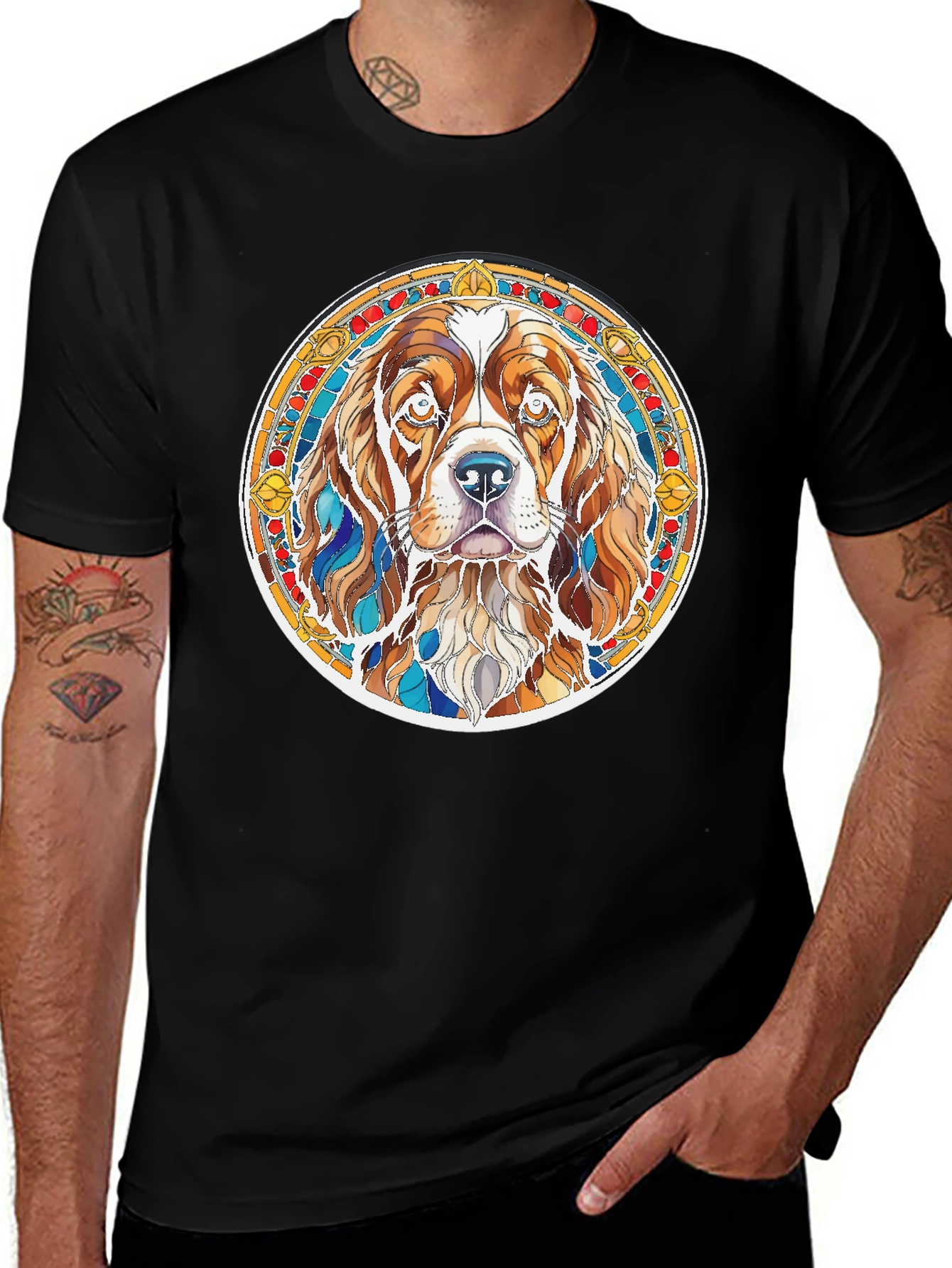 Variant 29 of Dog Lover's Stained Glass T-Shirt