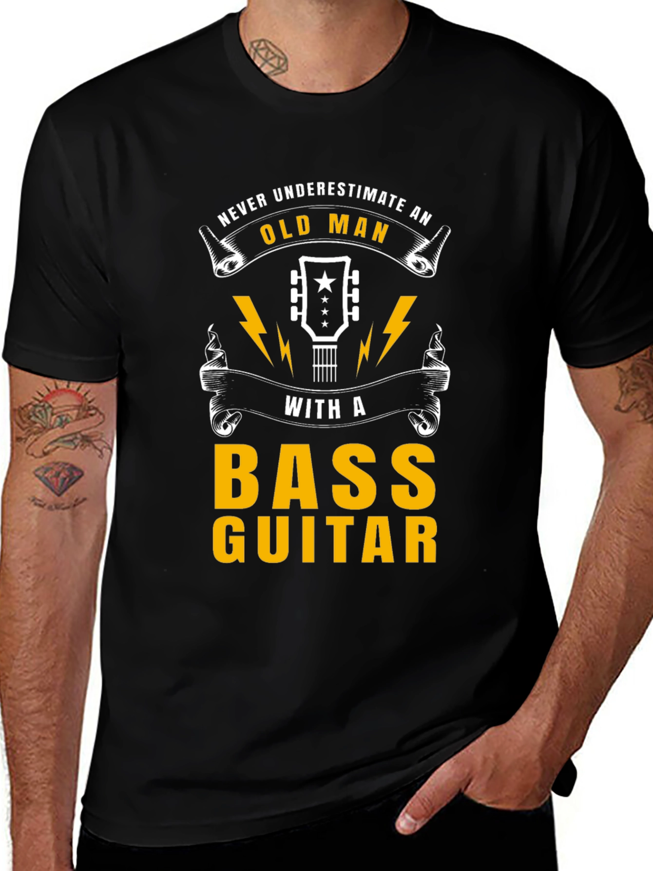 Variant 27 of Never Underestimate Old Man With Bass Guitar T-Shirt