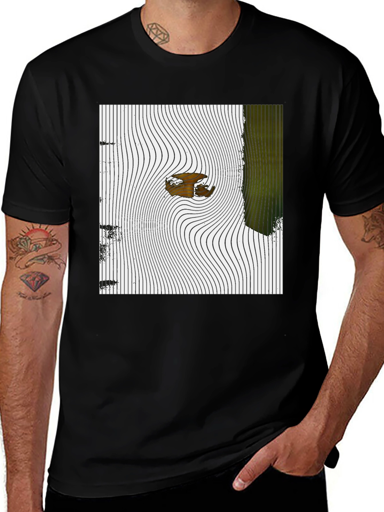 Variant 29 of Abstract Graphic Print Men's Black T-Shirt