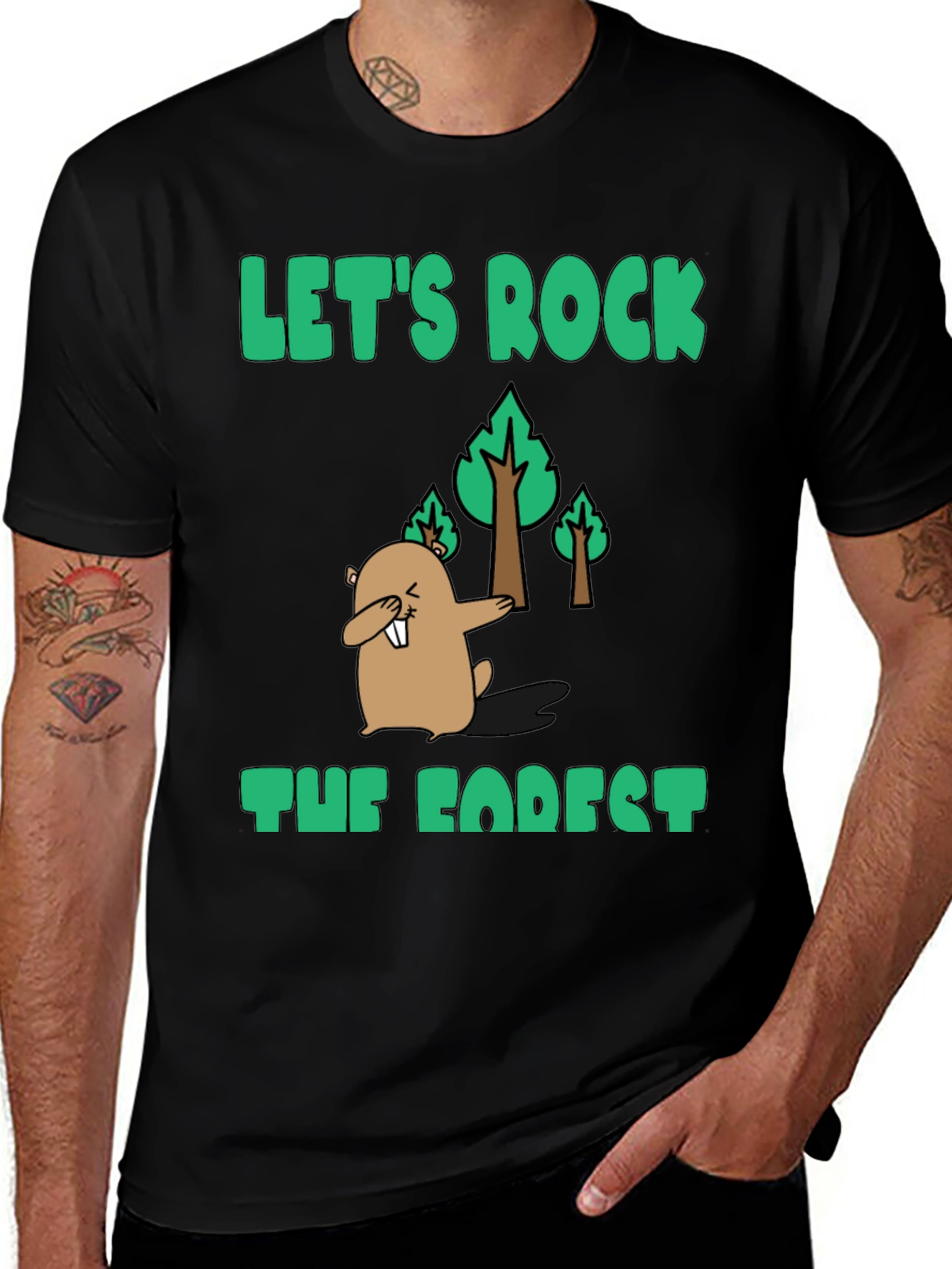 Variant 10 of Let's Rock The Forest T-Shirt - Beaver Graphic Tee