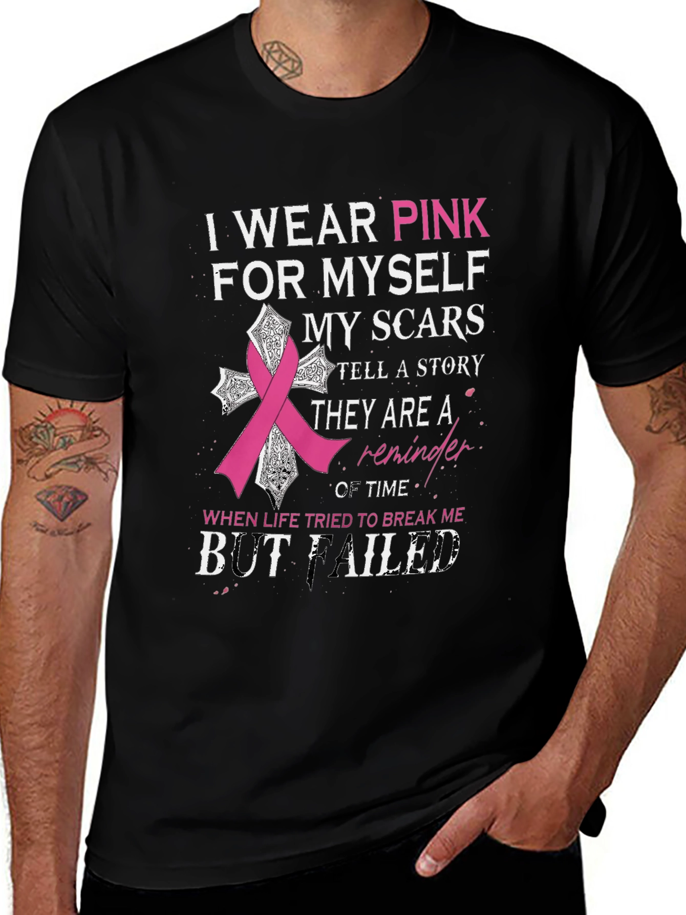 Variant 2 of Pink Ribbon Awareness T-Shirt: Scars Tell A Story