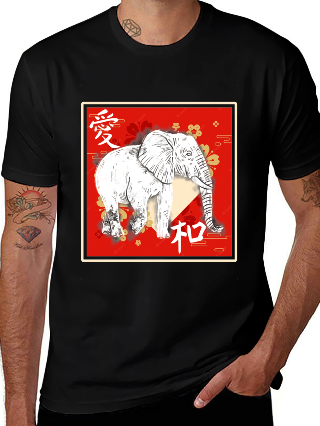 Variant 16 of Elephant Graphic Tee - Asian Inspired Design