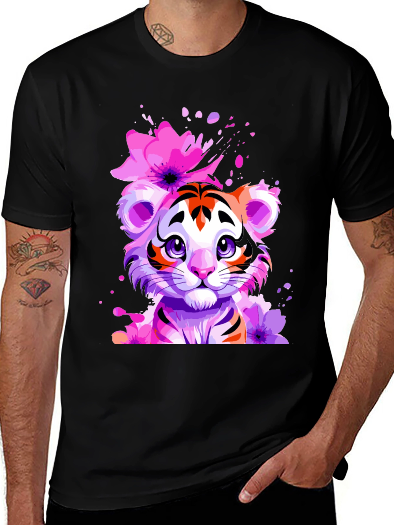 Variant 18 of Floral Tiger Graphic Tee - Unique Design