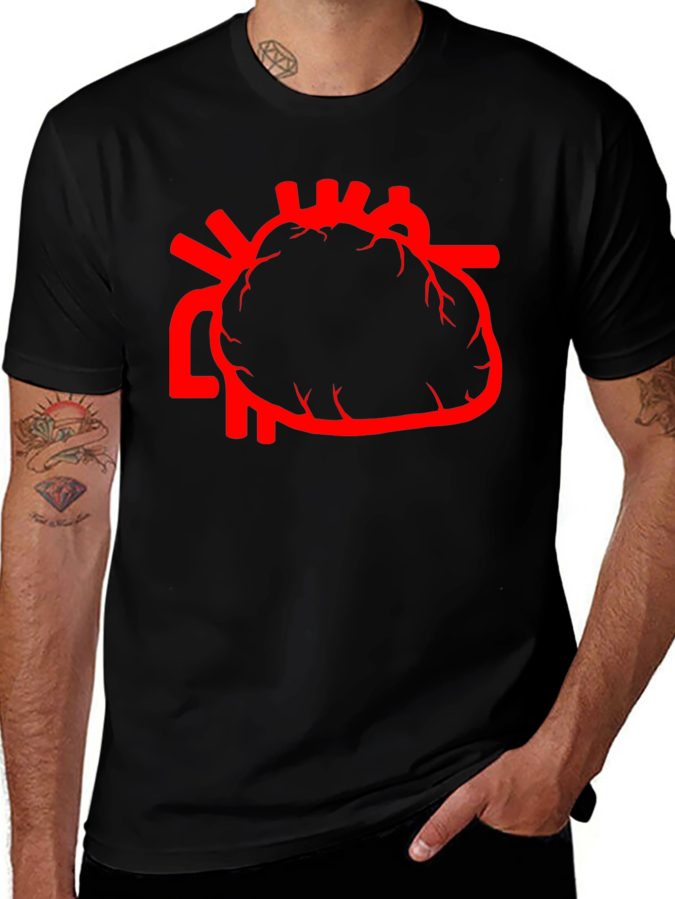 Variant 24 of Anatomical Heart Graphic Tee - Black