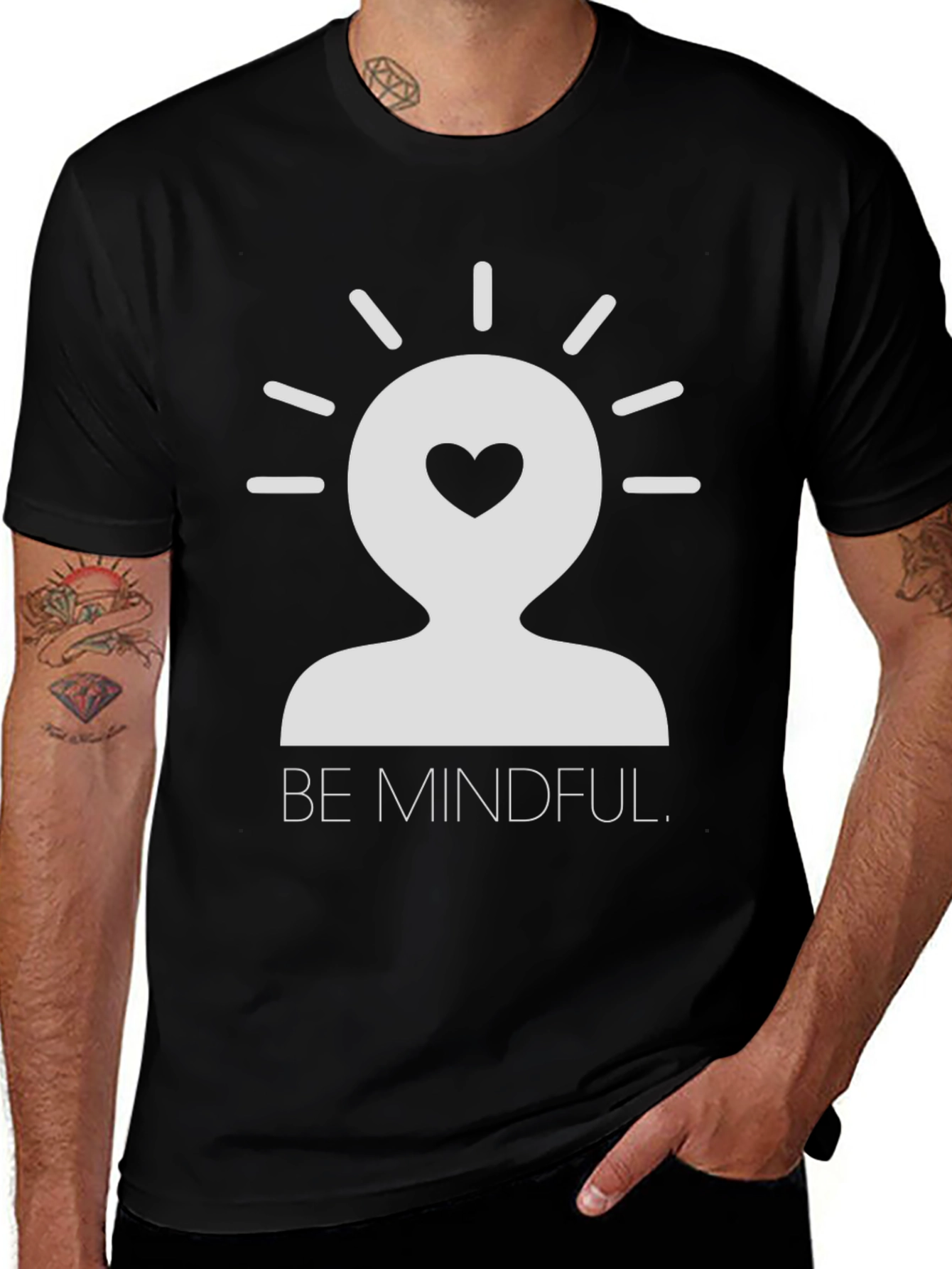 Mindful Heart Graphic T-Shirt - Black
