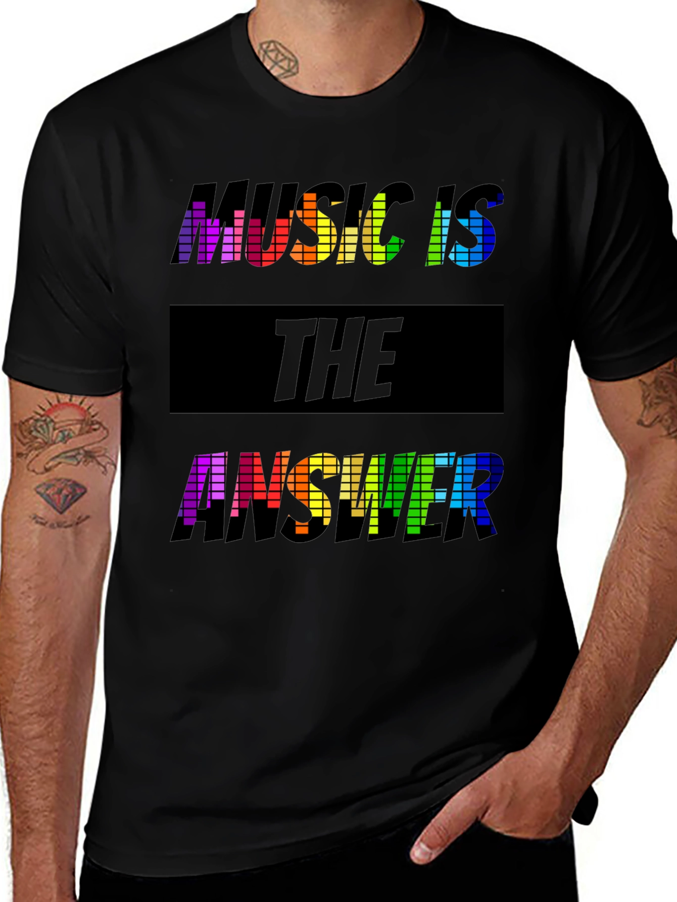 Variant 10 of Music is the Answer Rainbow Graphic Tee