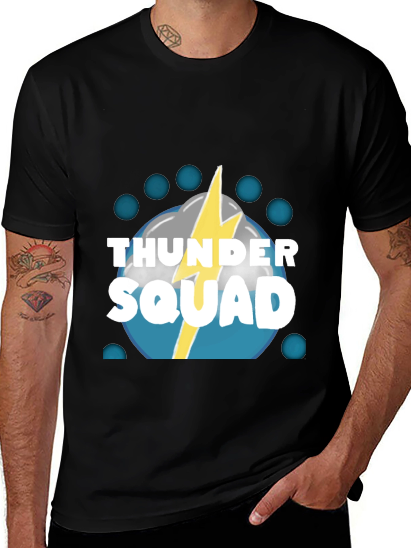 Variant 24 of Thunder Squad Graphic Tee - Black Crew Neck T-Shirt
