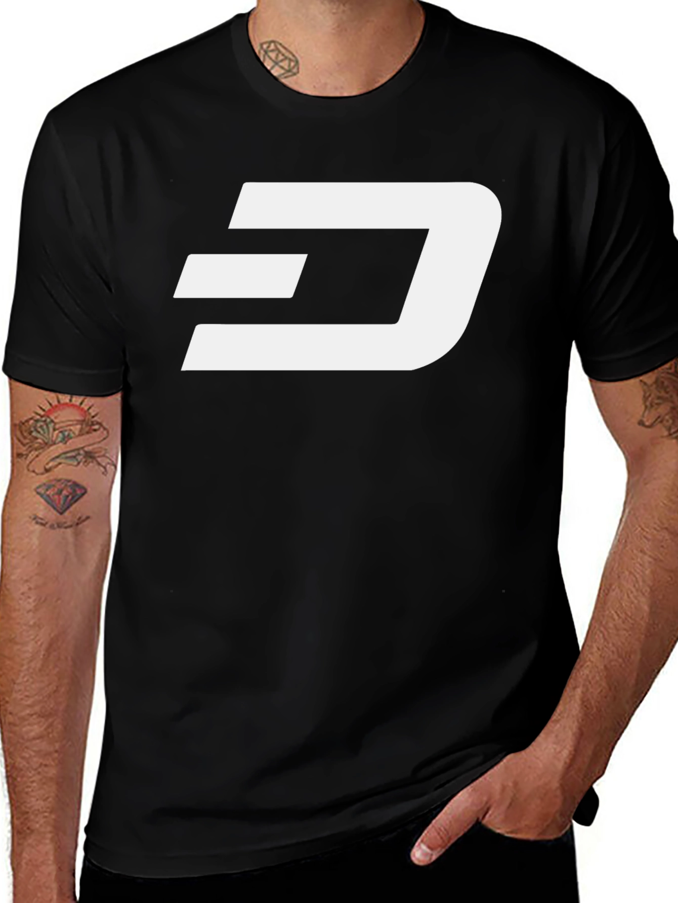 Dash Crypto T-Shirt - Minimalist Design, Black Tee