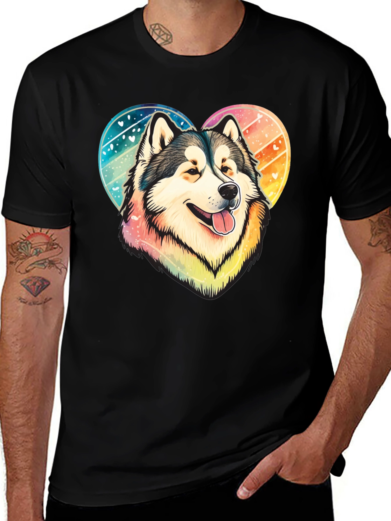 Variant 29 of Dog Lover T-Shirt: Heart Husky Graphic Tee