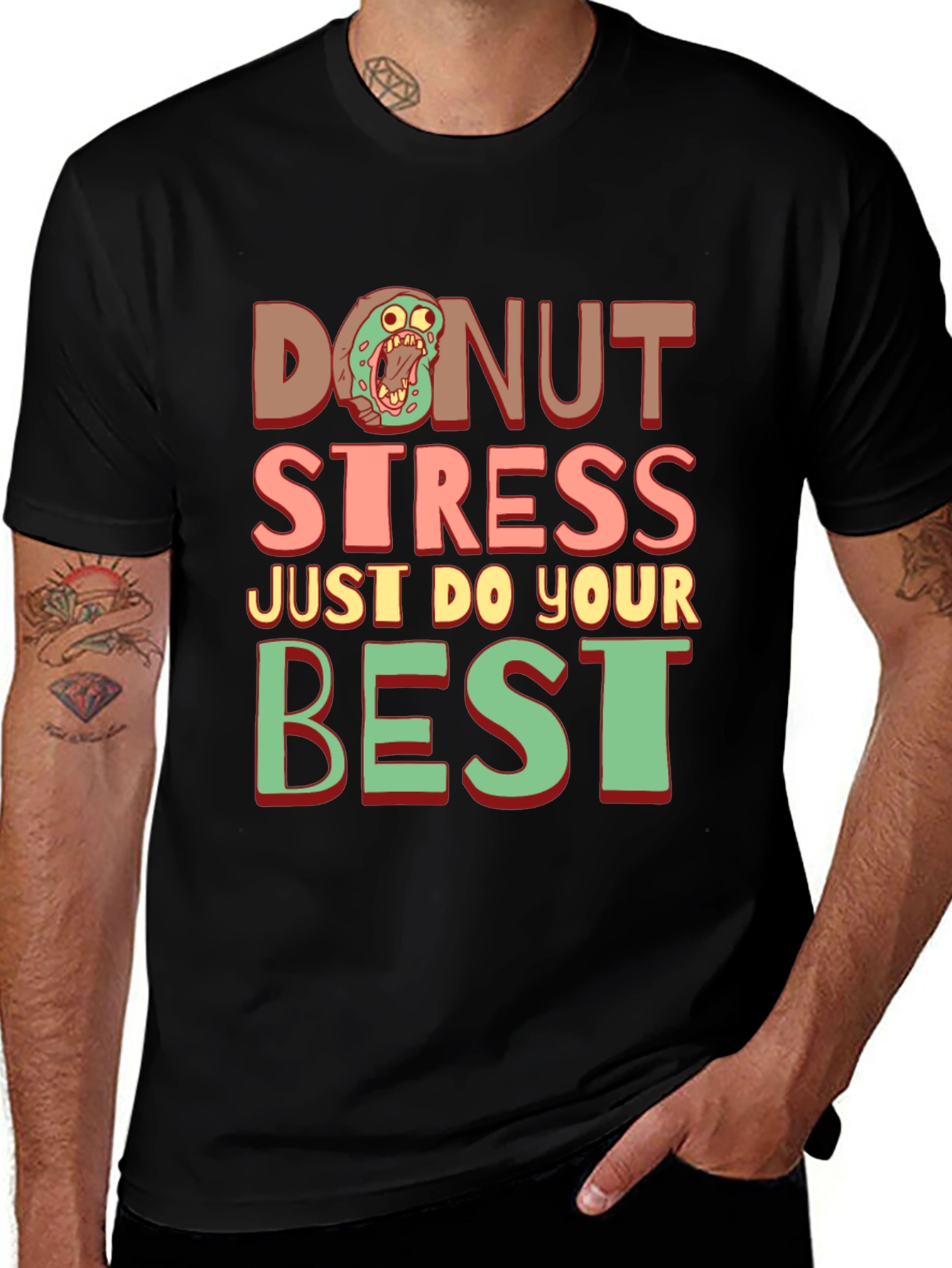 Variant 11 of Donut Stress Graphic Tee - Funny Comfort Shirt