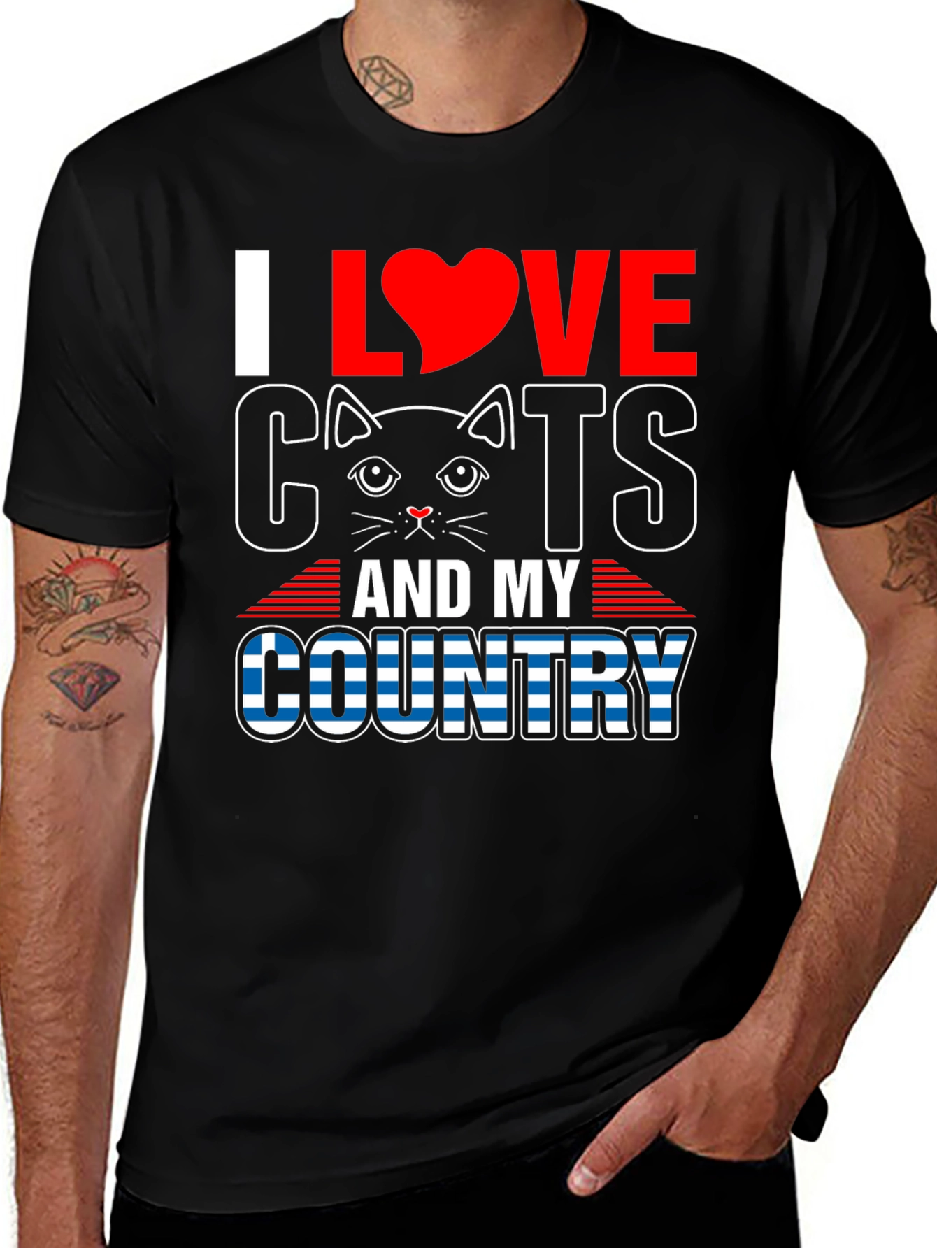 Variant 5 of I Love Cats and My Country T-Shirt