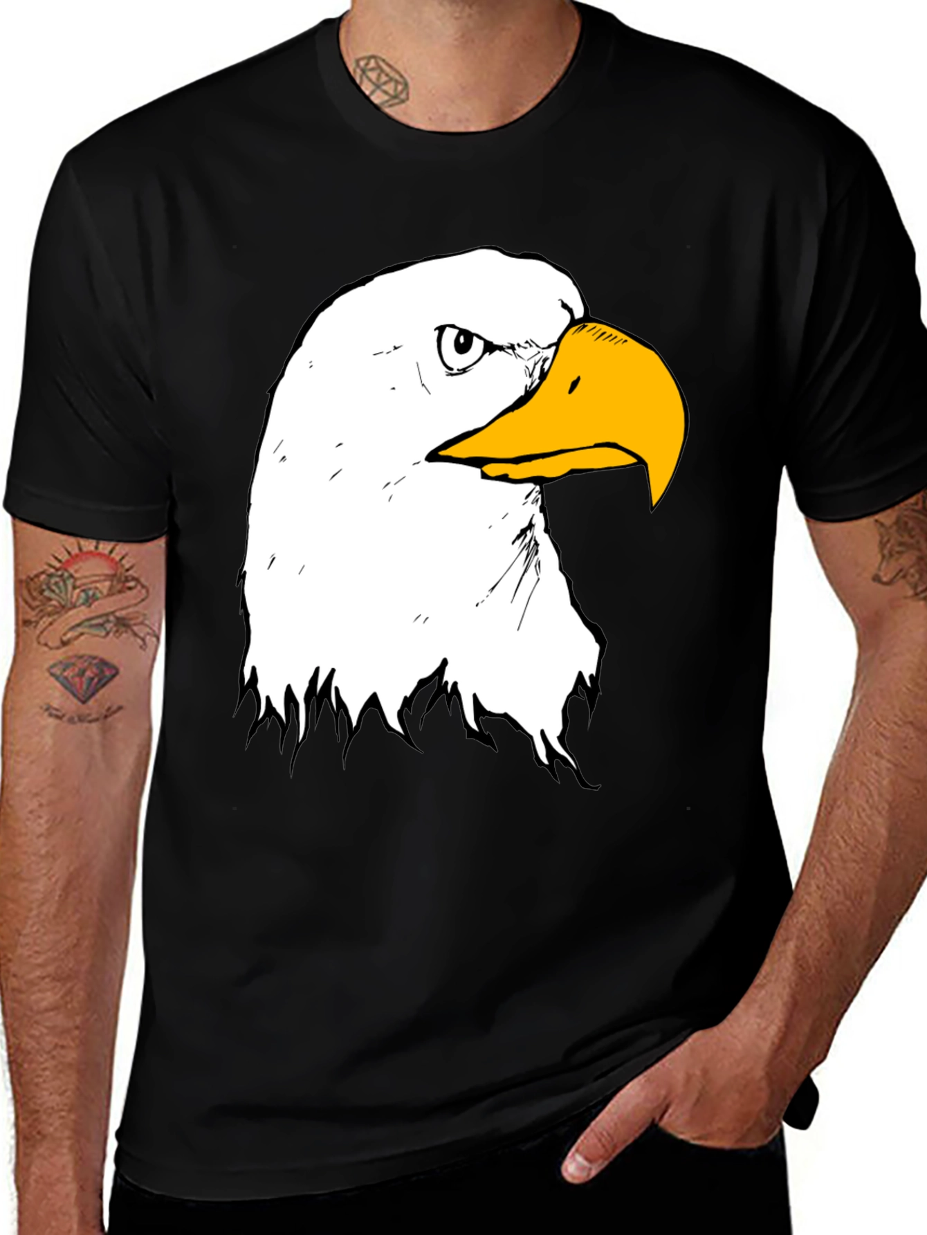 Variant 3 of Bald Eagle Graphic Print Black T-Shirt
