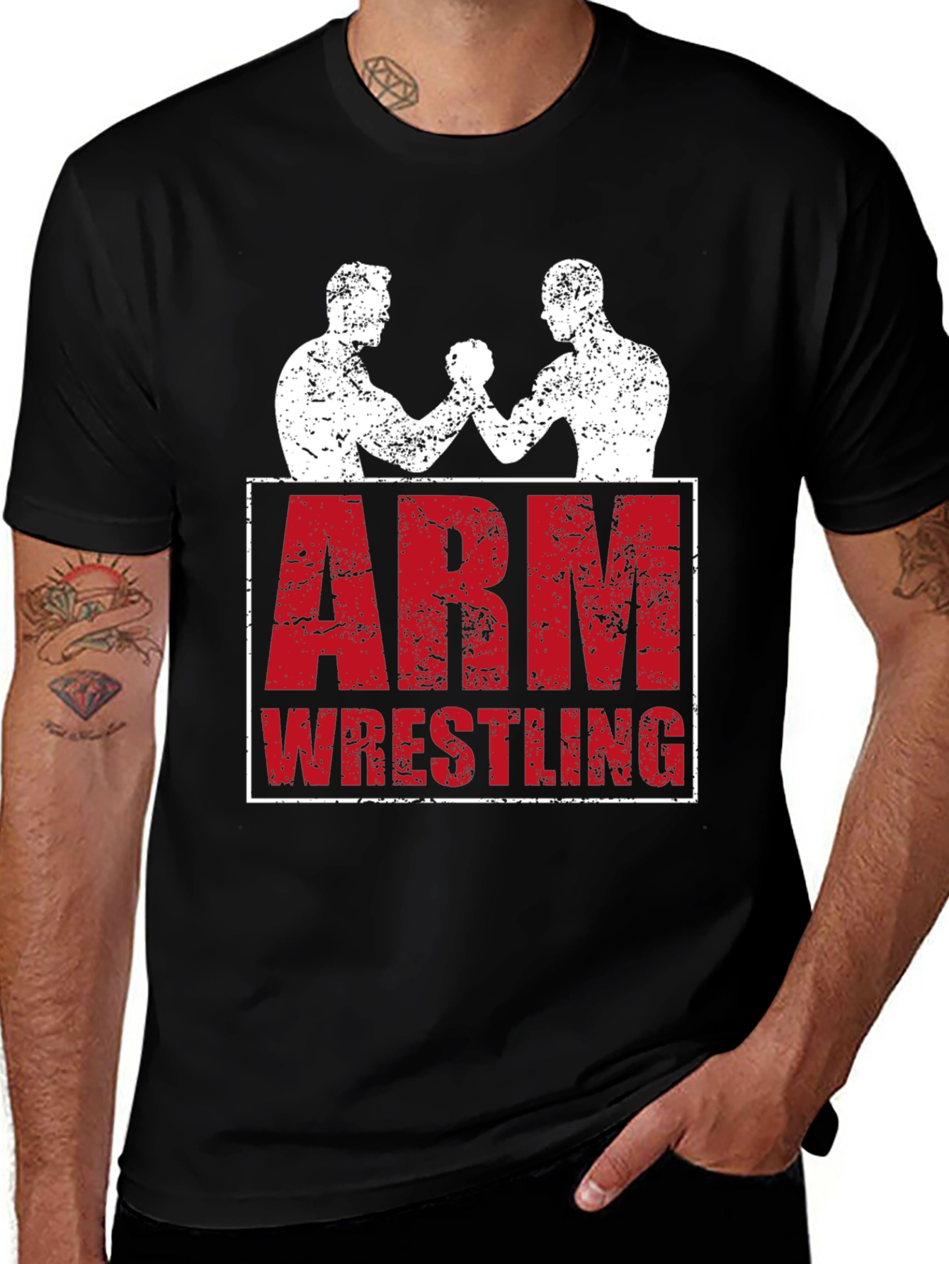 Arm Wrestling Graphic T-Shirt - Black