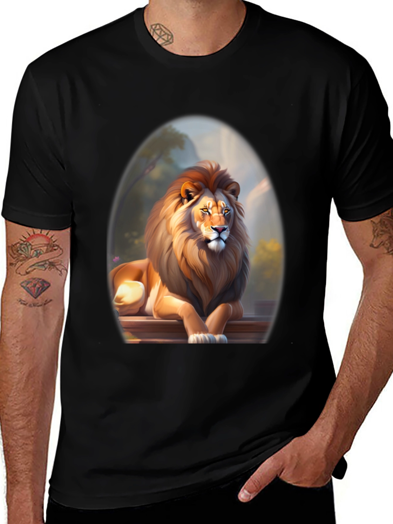 Variant 29 of Lion Graphic Tee - Bold Black T-Shirt