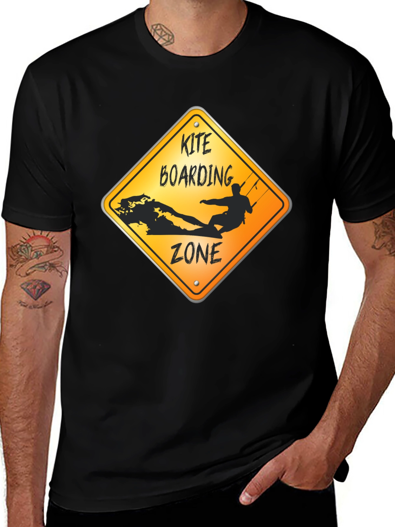 Variant 22 of Kite Boarding Zone Graphic T-Shirt - Black
