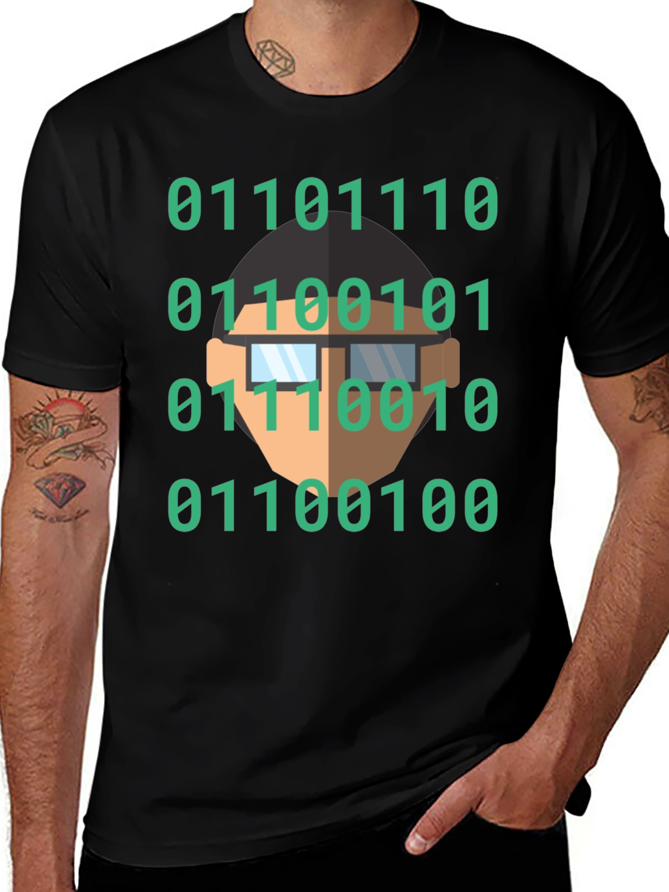 Variant 26 of Binary Code Geek T-Shirt - Black Cotton Programmer Tee