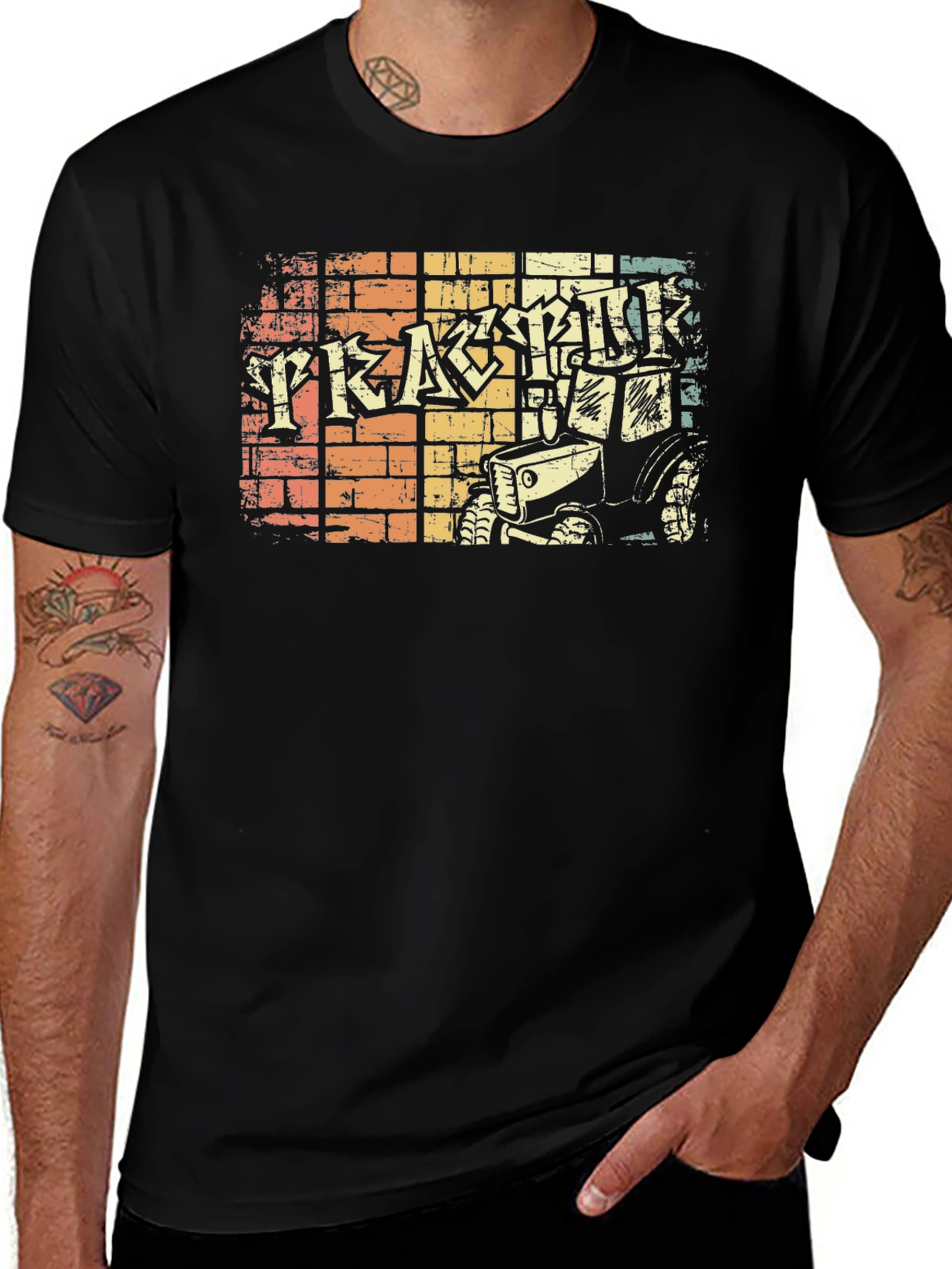 Variant 16 of Vintage Tractor Graffiti T-Shirt - Farm Life Tee