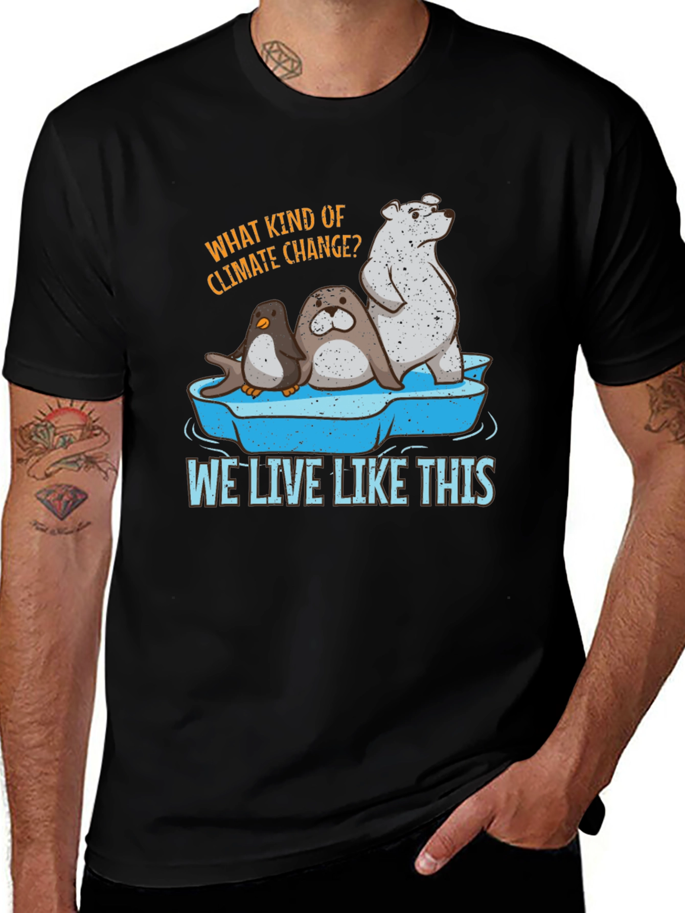 Variant 8 of Climate Change T-Shirt - Polar Bear, Seal, Penguin