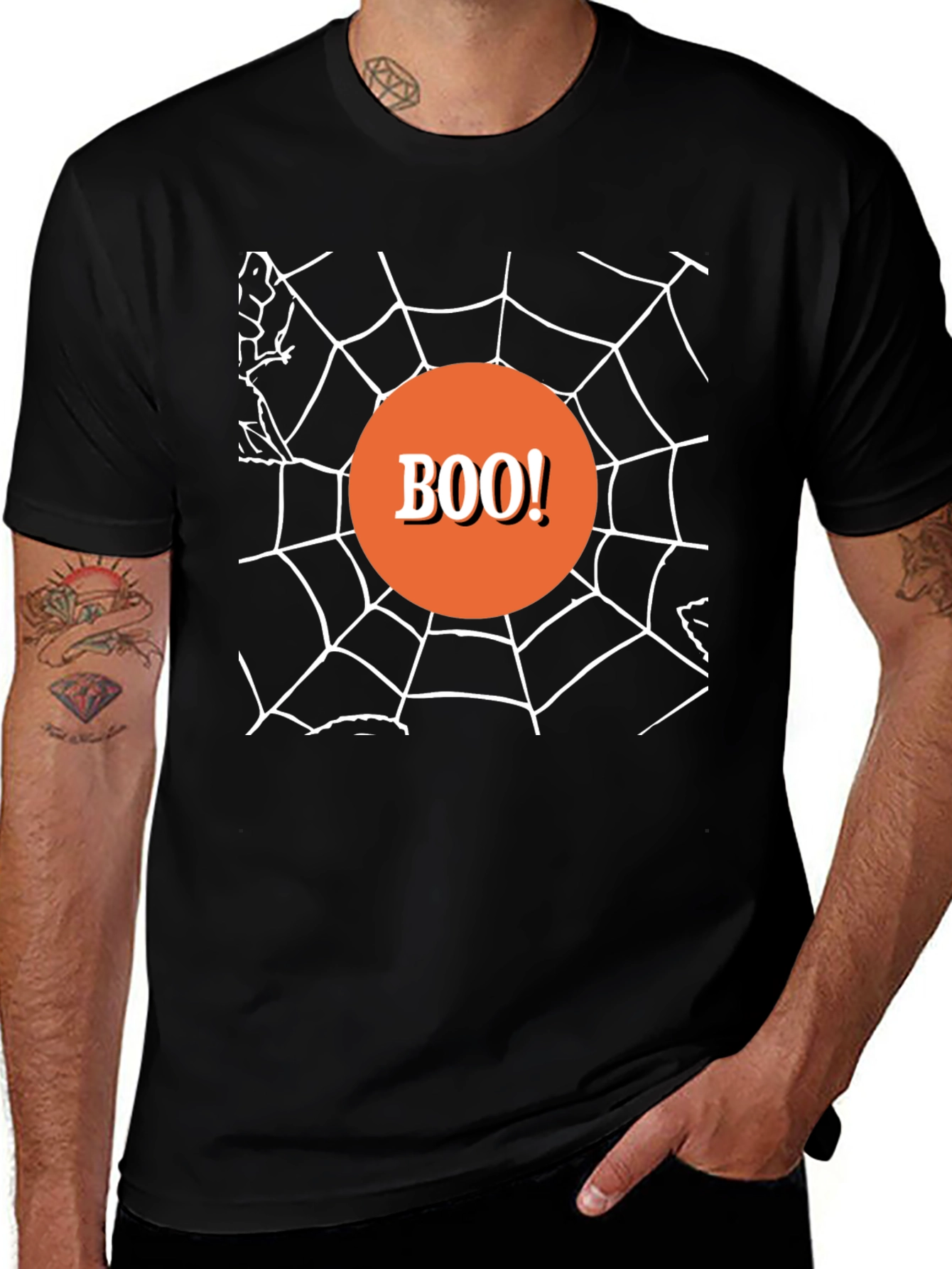 Variant 16 of Boo! Halloween Spiderweb T-Shirt