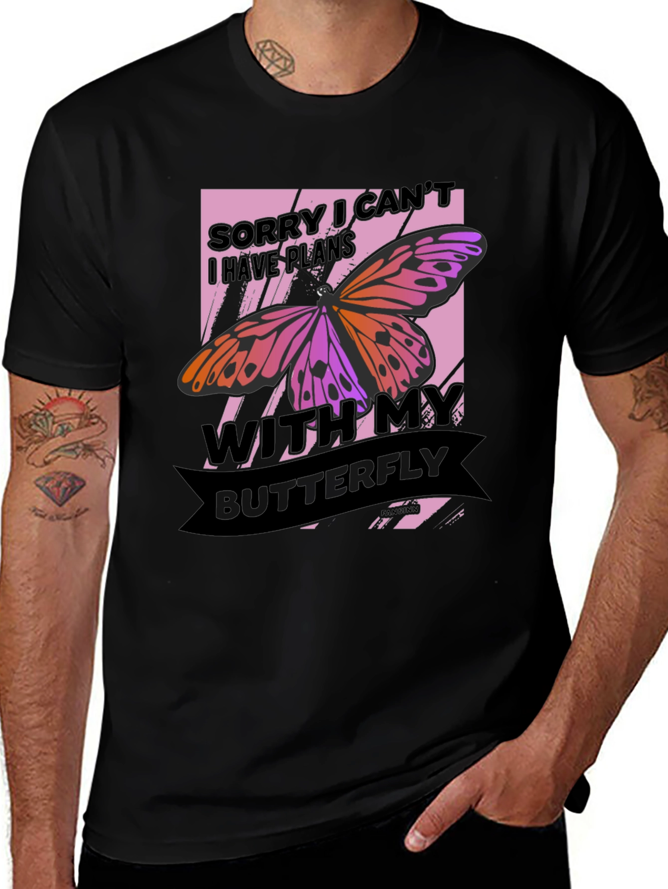 Variant 23 of Butterfly Graphic Tee - Sorry I Can't