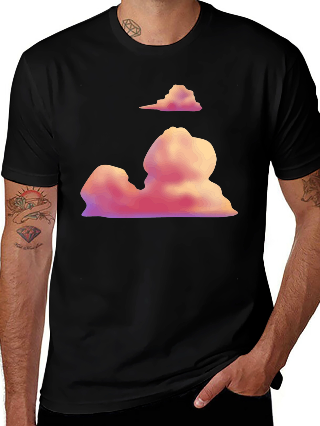 Variant 26 of Cloudscape Graphic T-Shirt - Soft Black Cotton Blend