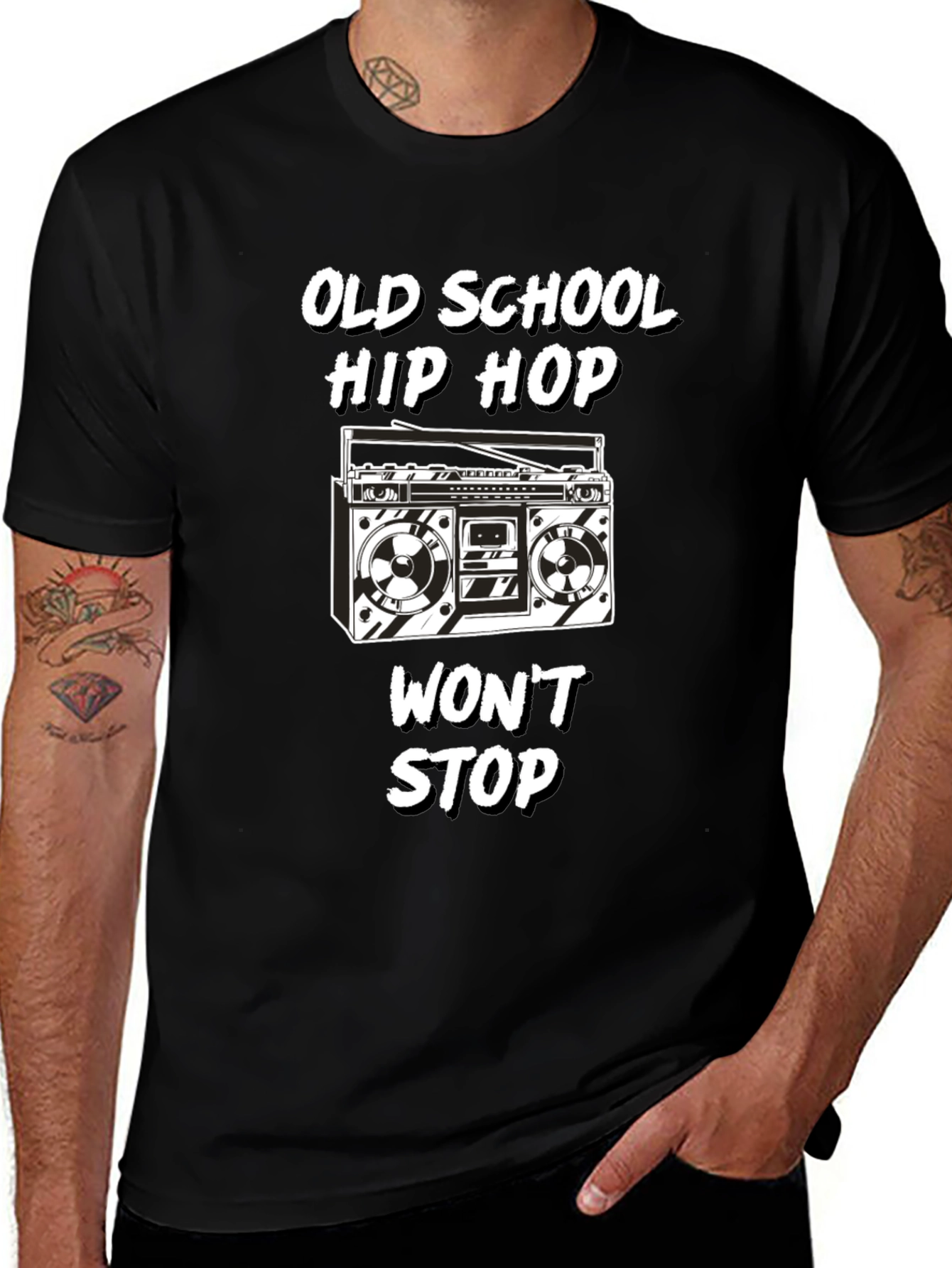 Black Old School Hip Hop Graphic Tee main image