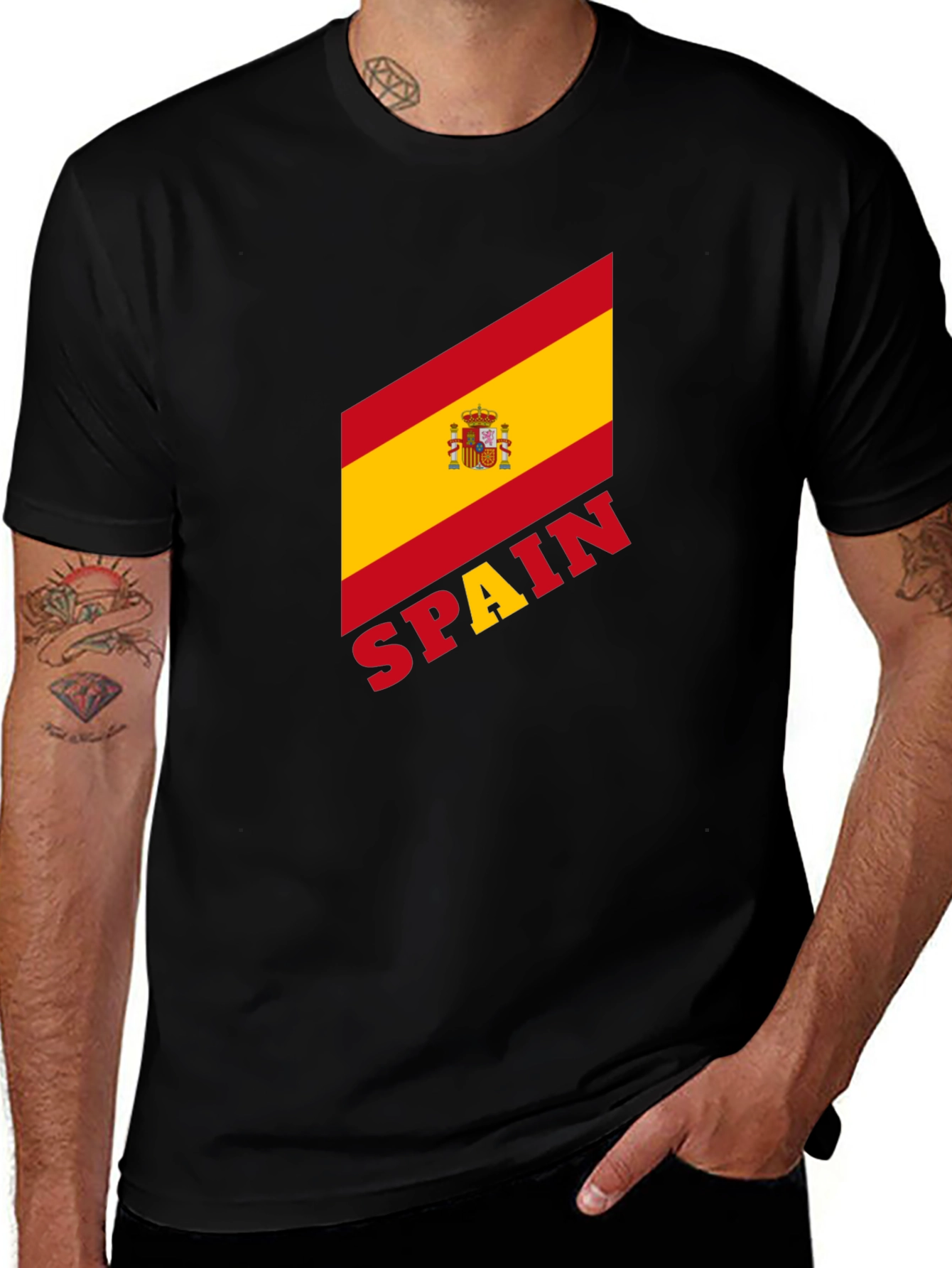 Variant 18 of Spain Flag T-Shirt - Graphic Tee for Men