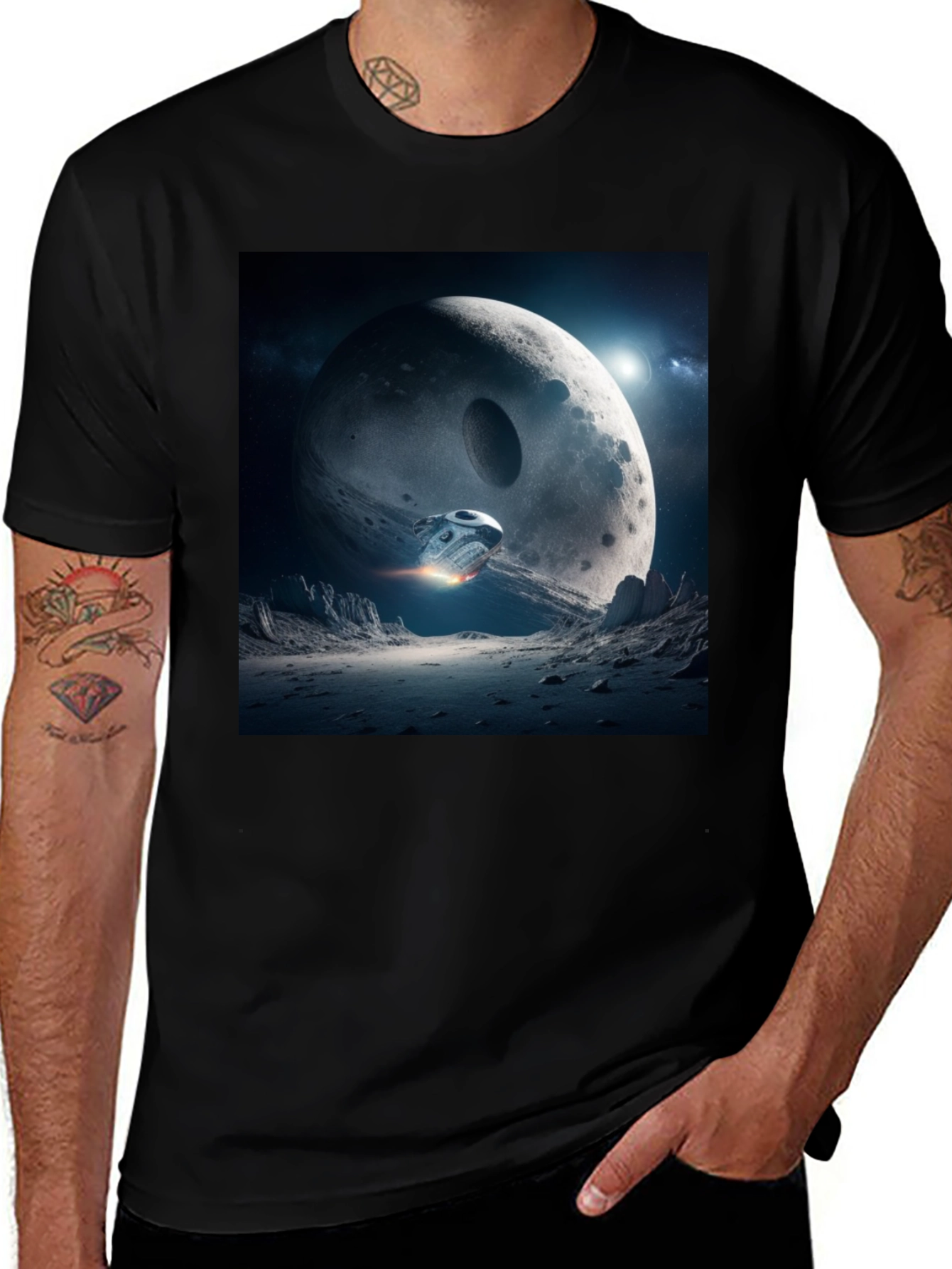 Variant 2 of Sci-Fi Moon Landing Graphic Tee