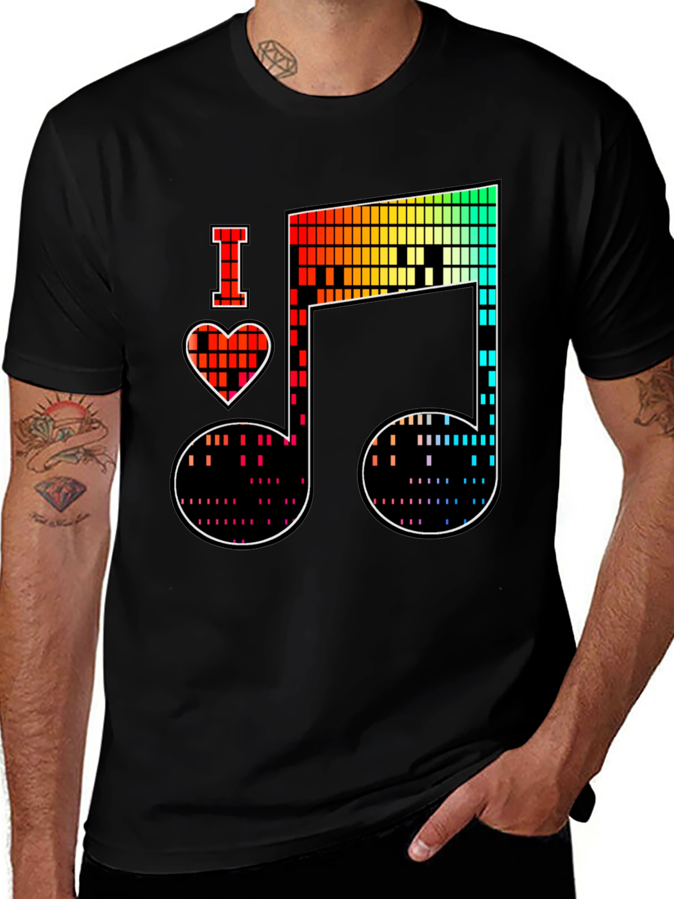Black I Heart Music Note Graphic Tee - Black main image