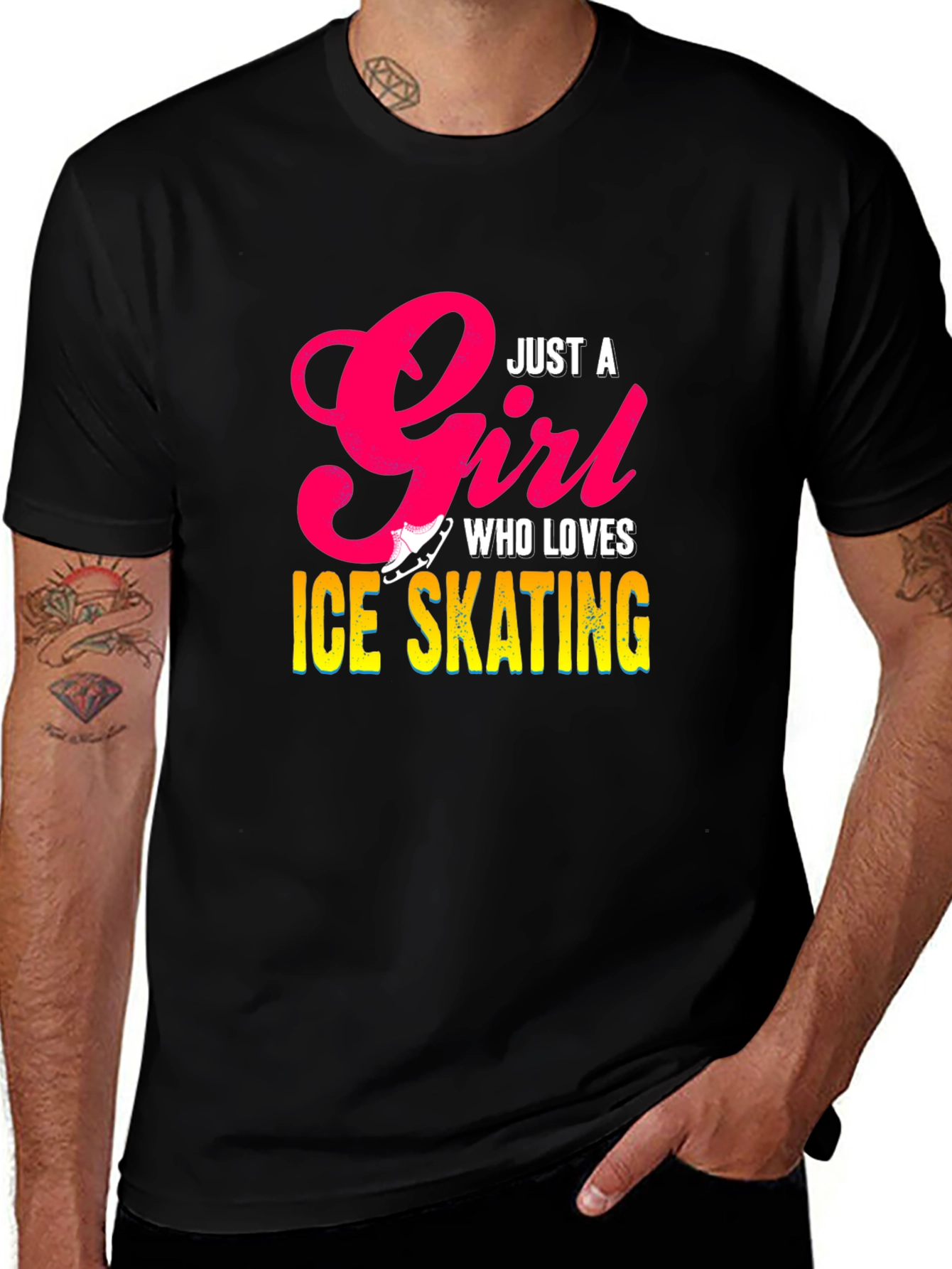 Variant 7 of Just A Girl Who Loves Ice Skating Black T-Shirt