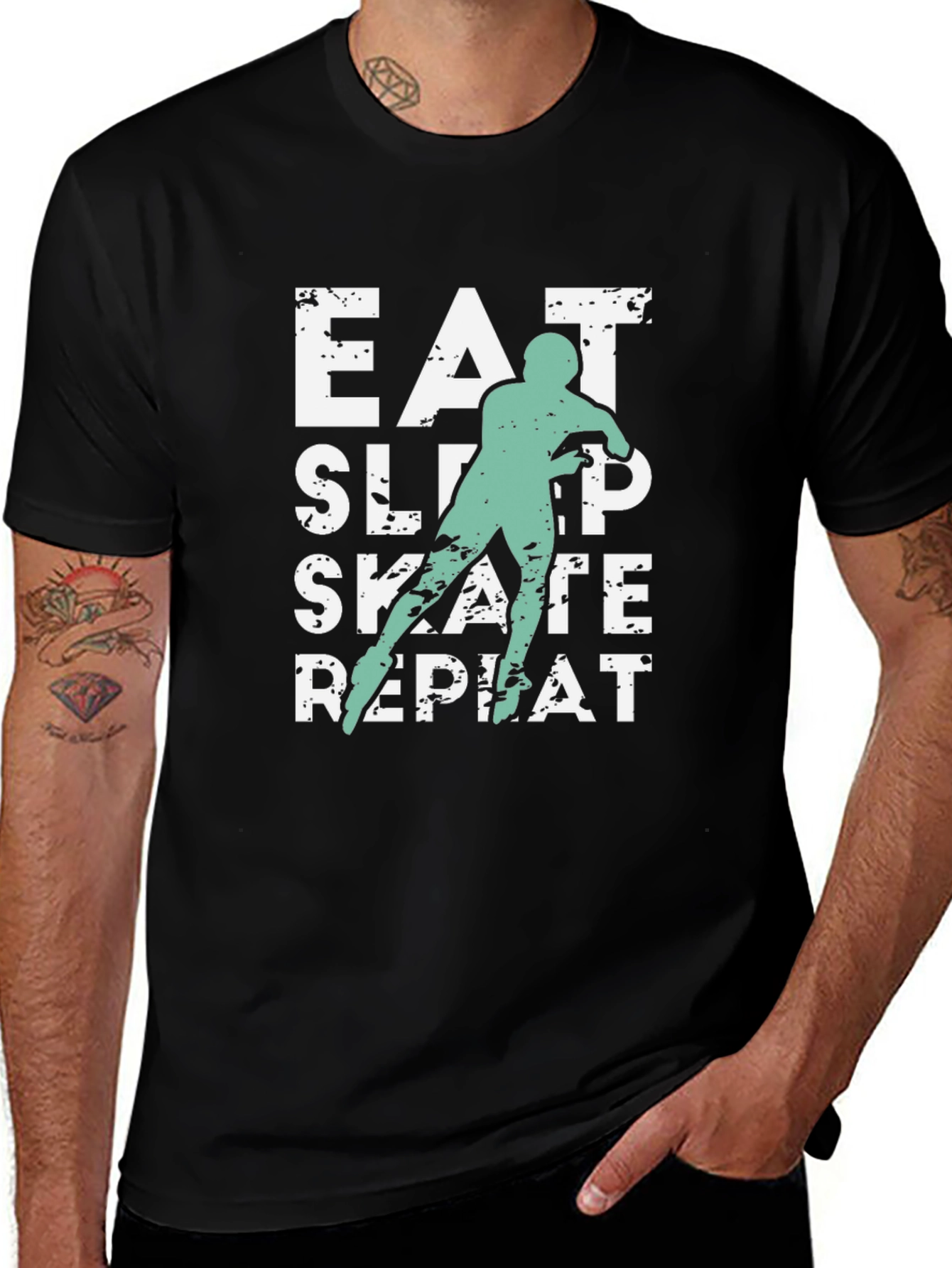 Variant 11 of Eat Sleep Skate Repeat Black T-Shirt