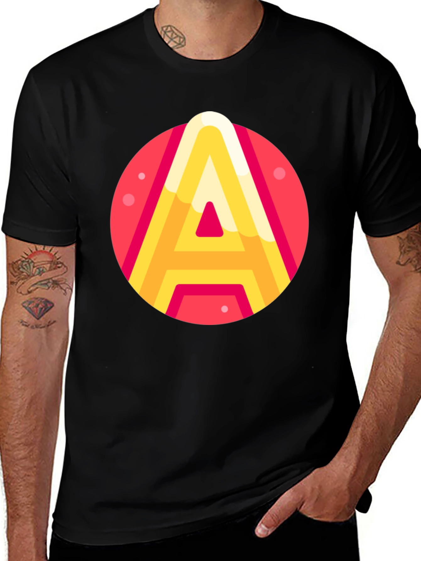 Variant 23 of Letter A Graphic Print Black T-Shirt