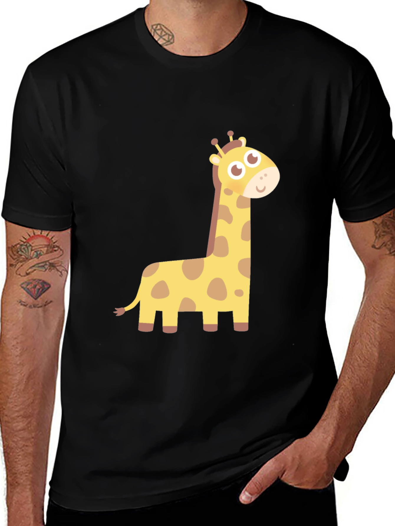 Variant 20 of Cute Giraffe Graphic T-Shirt - Black