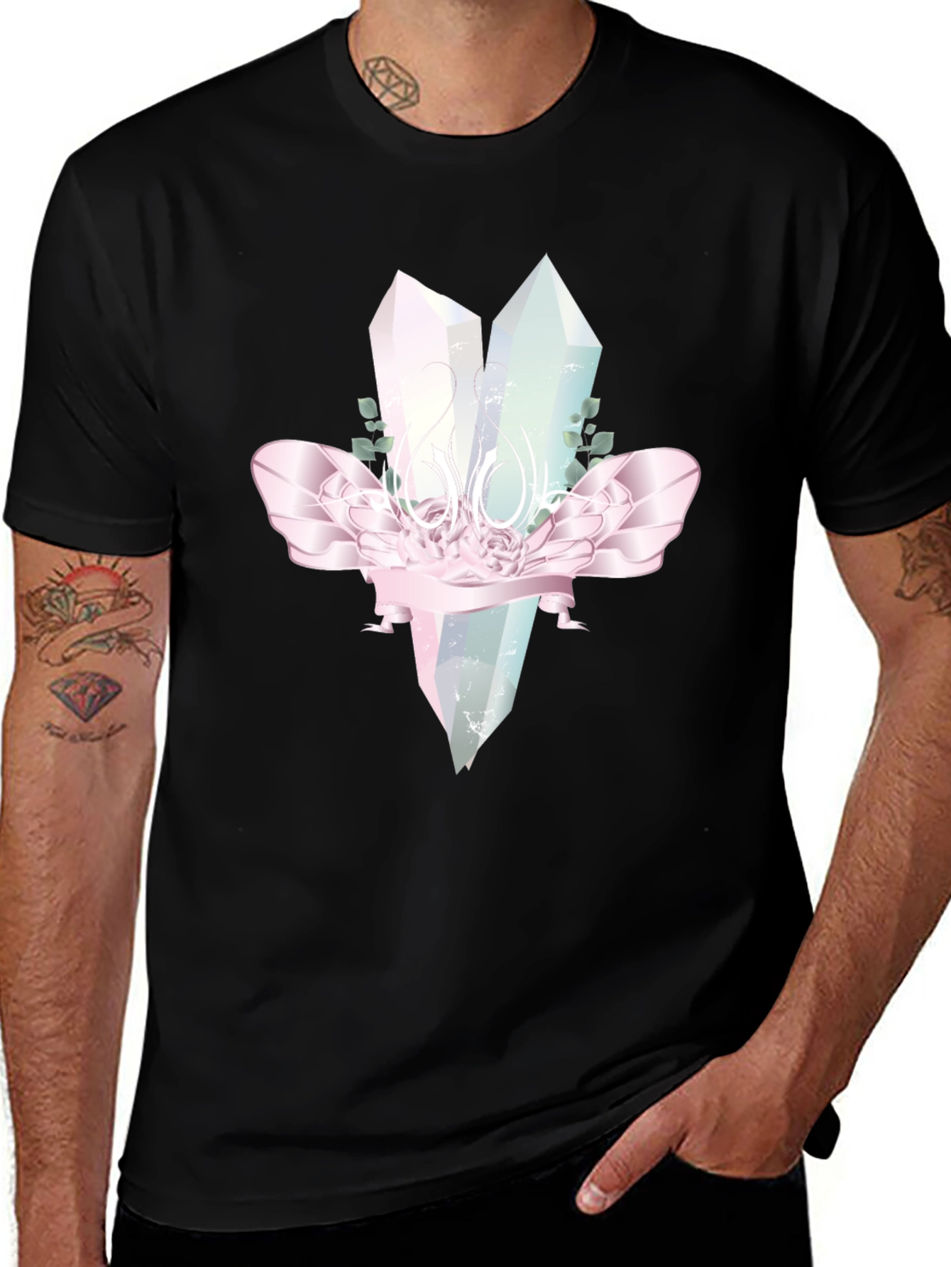 Variant 10 of Crystal Gemstone Graphic Tee - Black