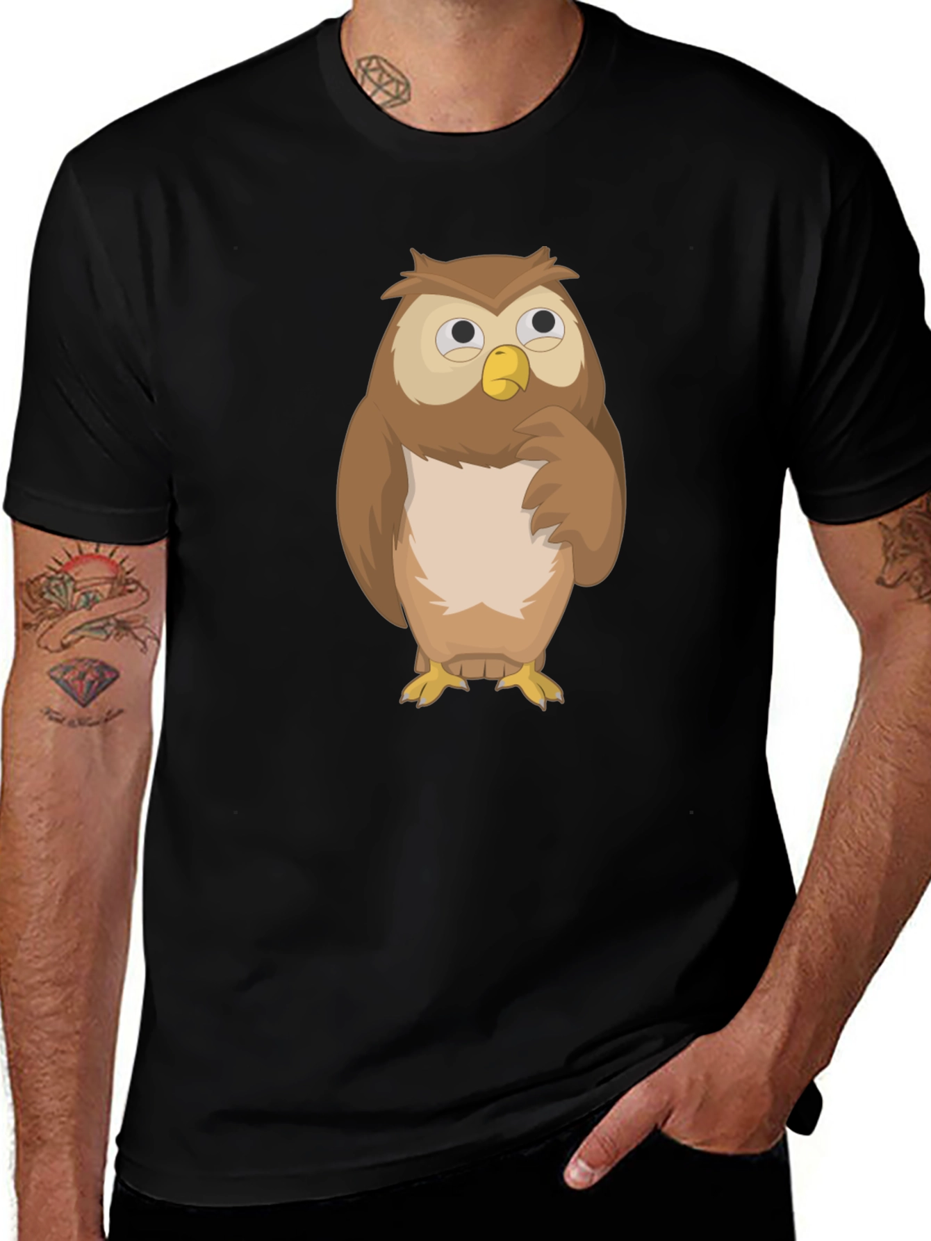 Variant 27 of Owl Graphic Tee - Men's Black T-Shirt