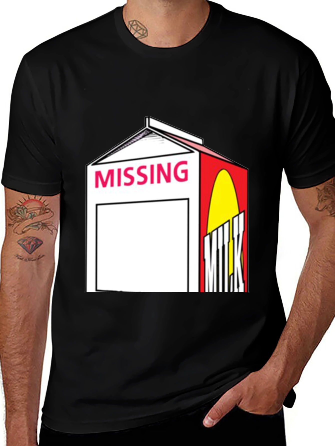 Variant 14 of Missing Milk Carton Graphic Tee - Black