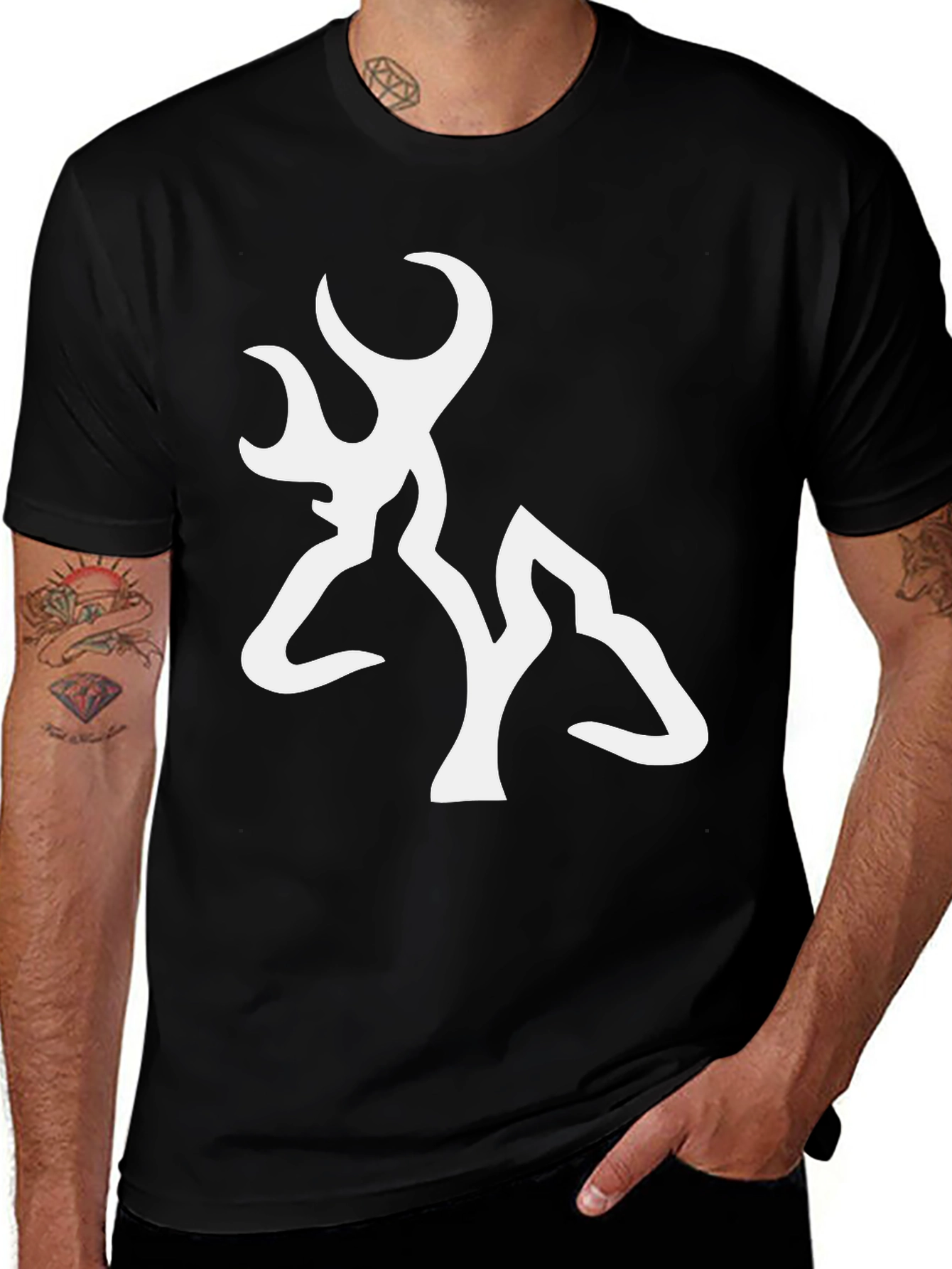 Variant 11 of Black Deer Logo Graphic T-Shirt