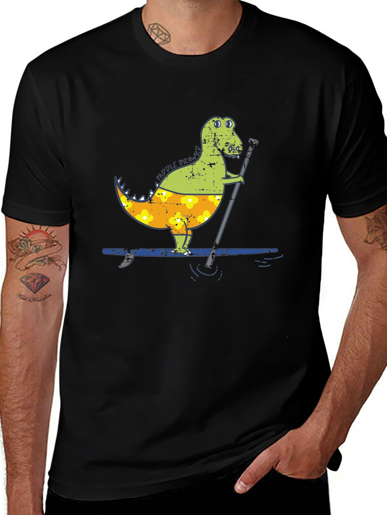 Variant 7 of Dino Paddle Boarding Graphic Tee